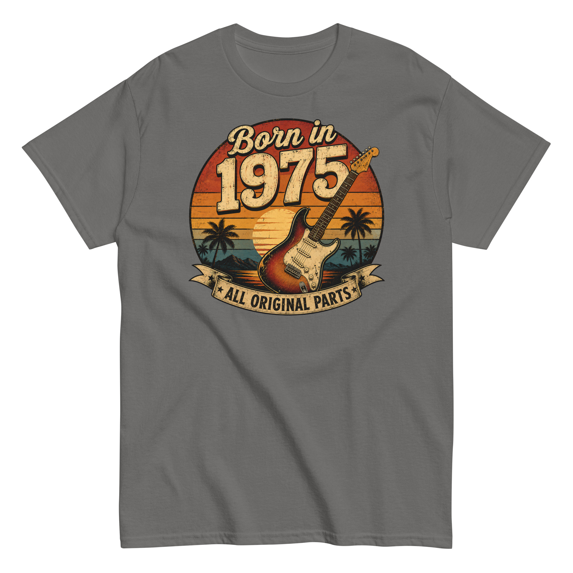 Born in 1975 Guitar All Original Parts Birthday Present T-shirt