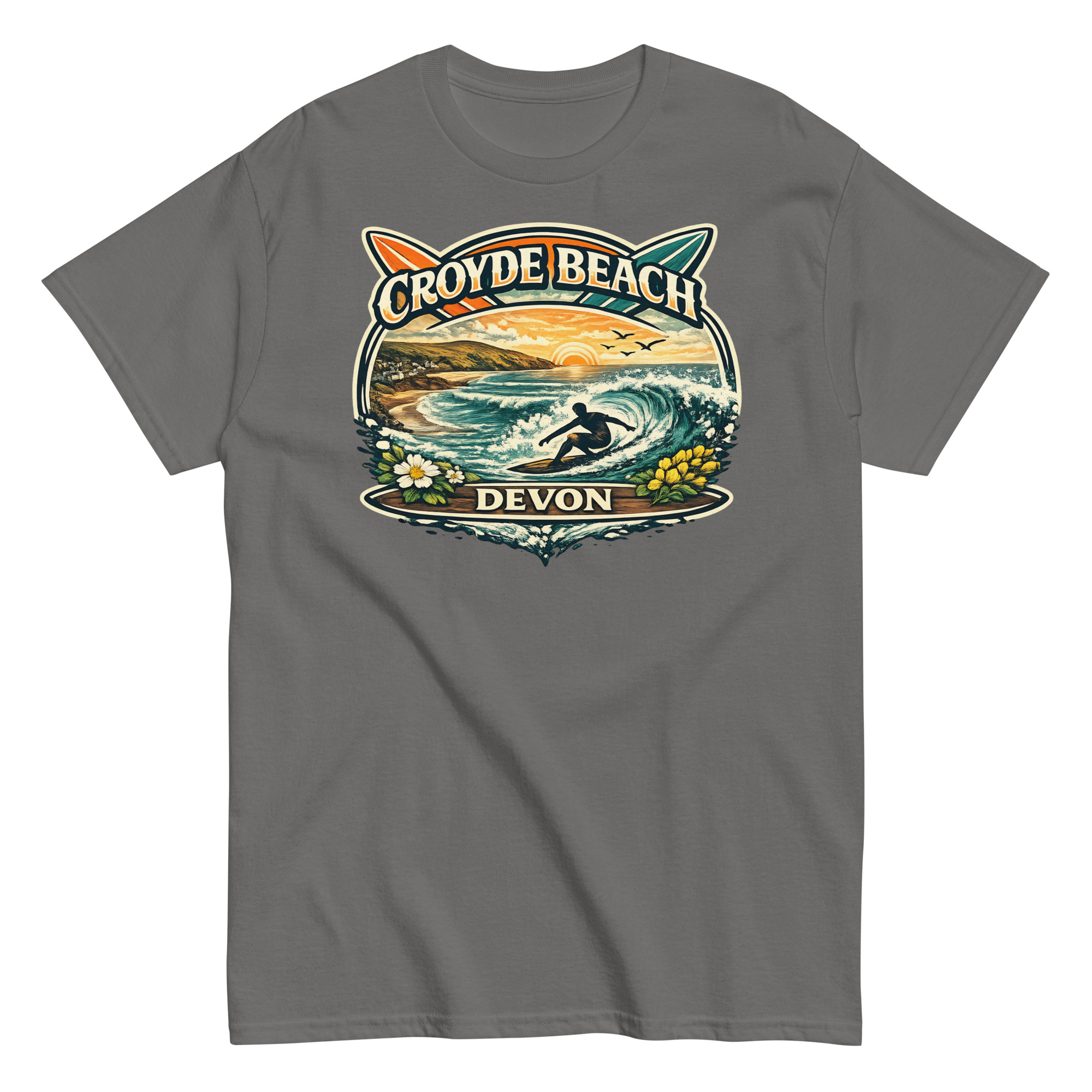 Croyde Beach Devon – Surfing Wave T-shirt Men’s classic tee