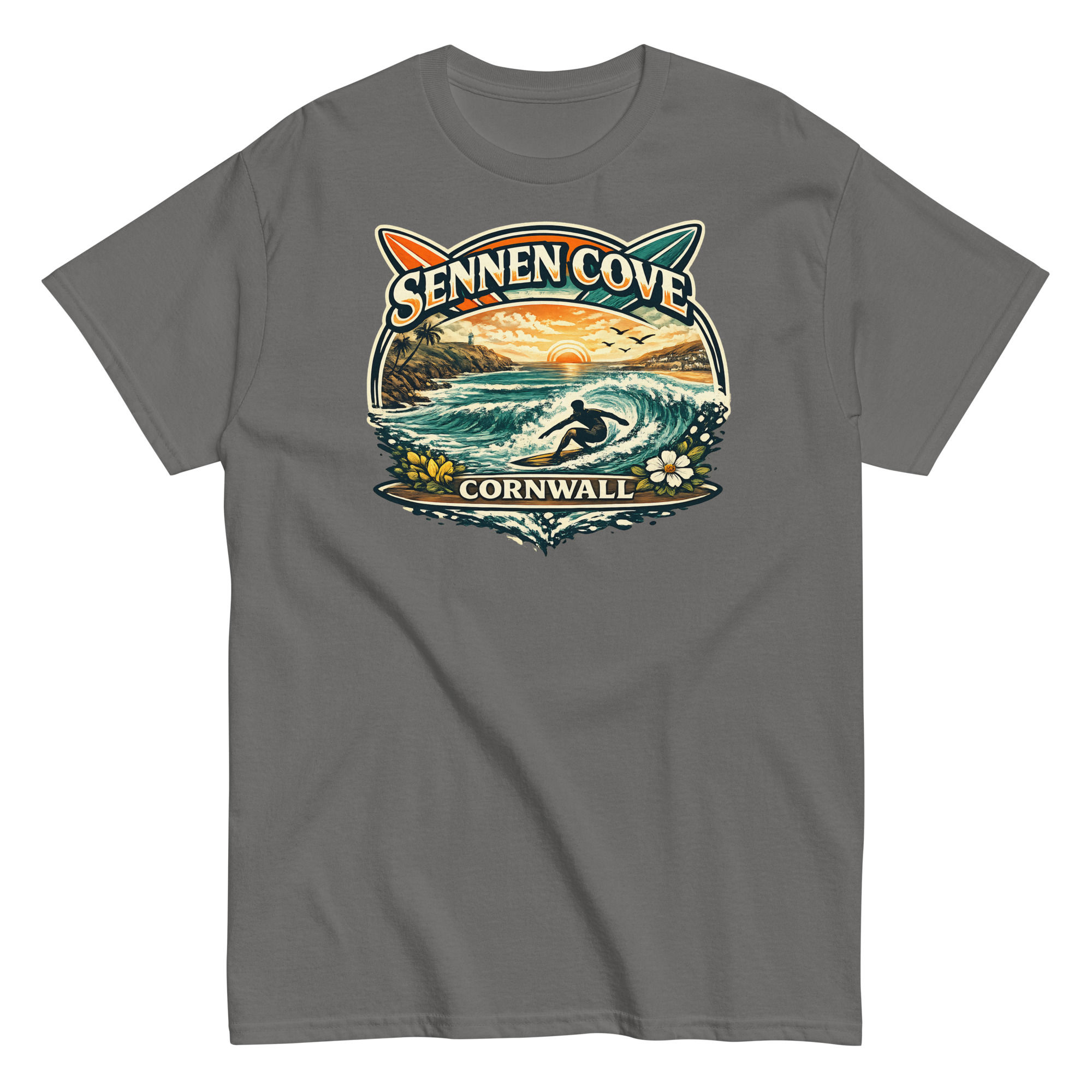 Sennen Cove T-shirt Cornwall Surf Waves Men’s classic tee