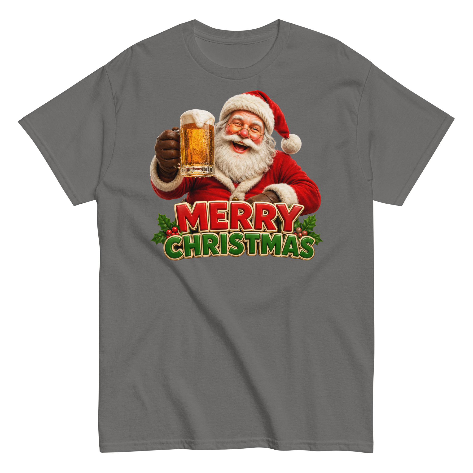 Merry Christmas – Santa Drinking a Beer – T-shirt