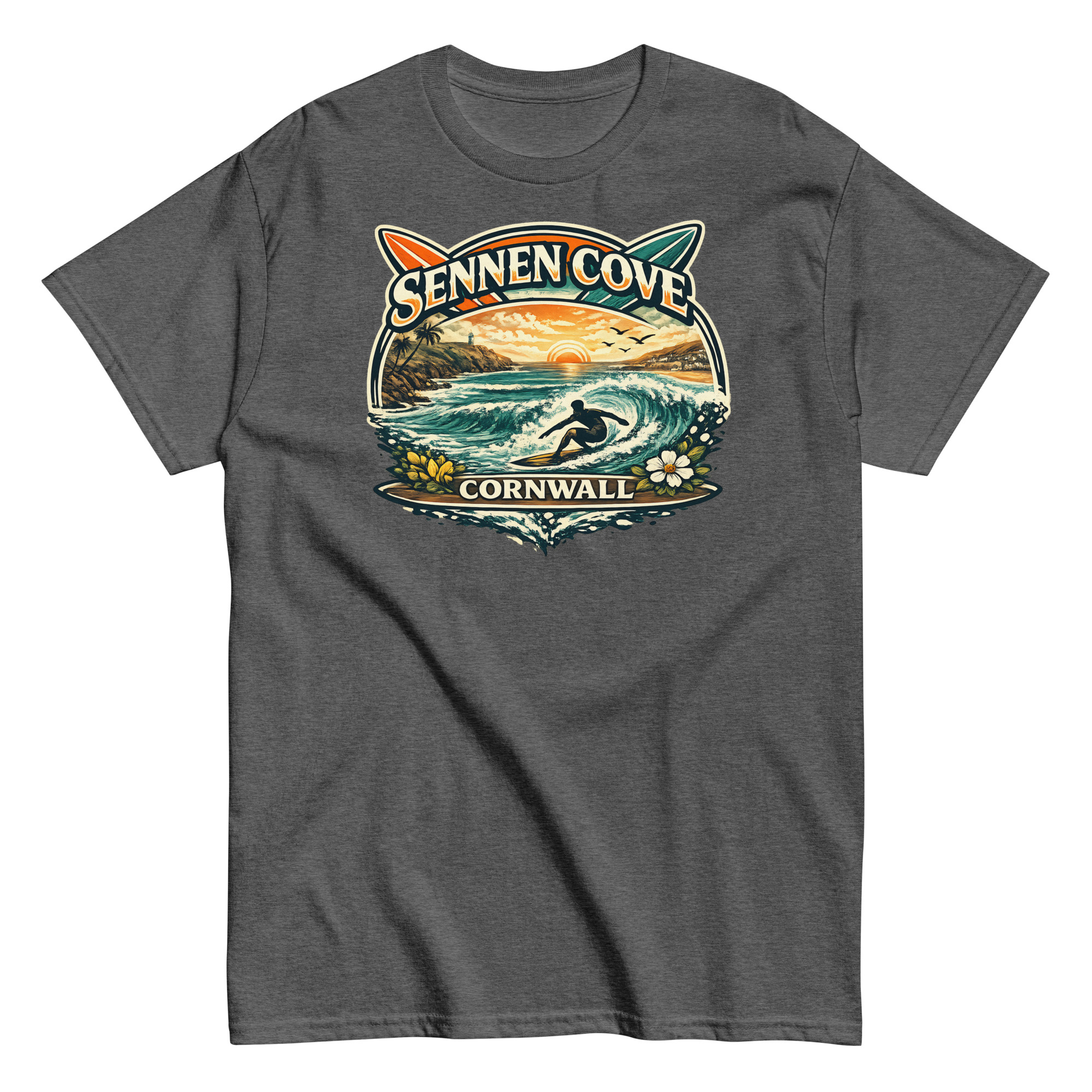 Sennen Cove T-shirt Cornwall Surf Waves Men’s classic tee