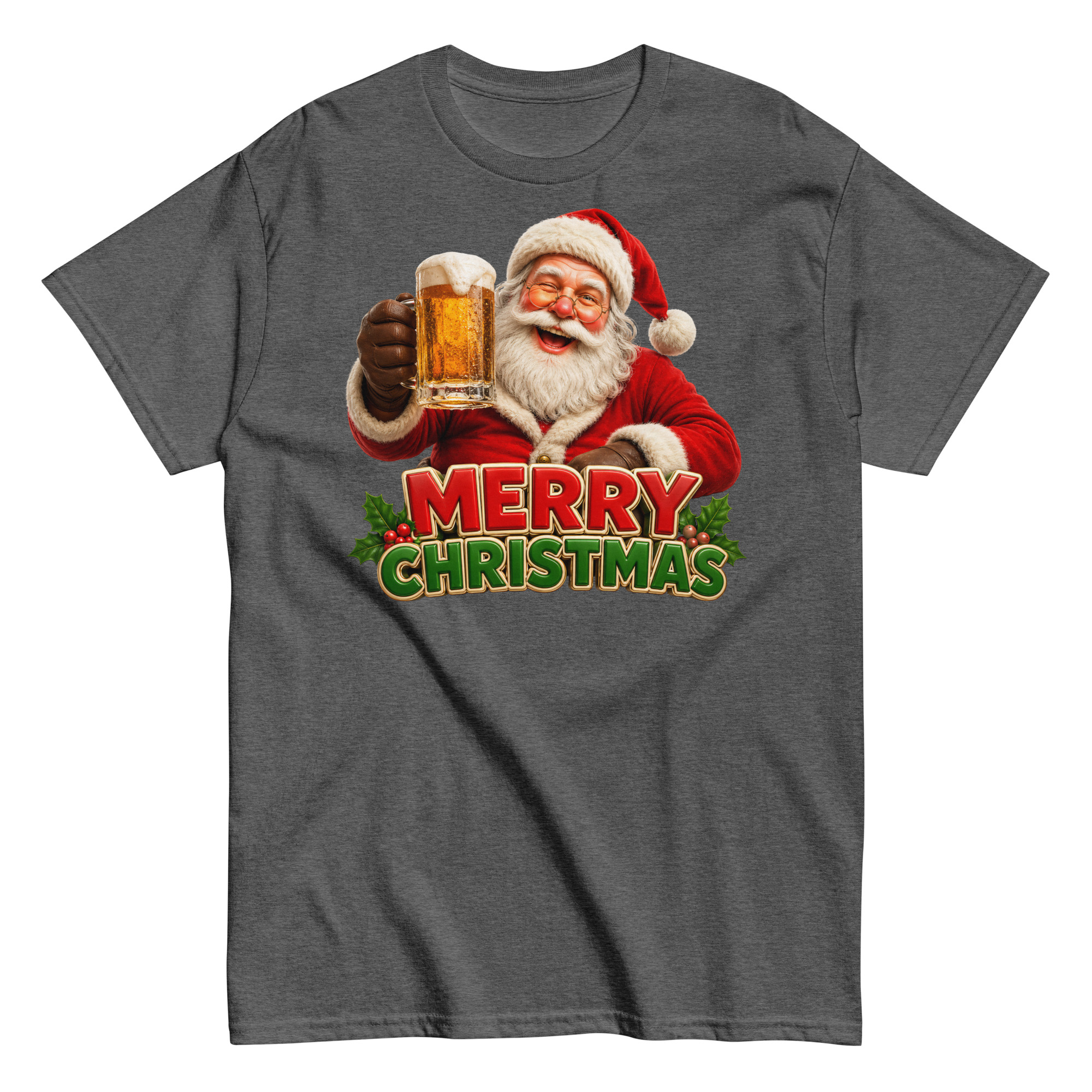 Merry Christmas – Santa Drinking a Beer – T-shirt