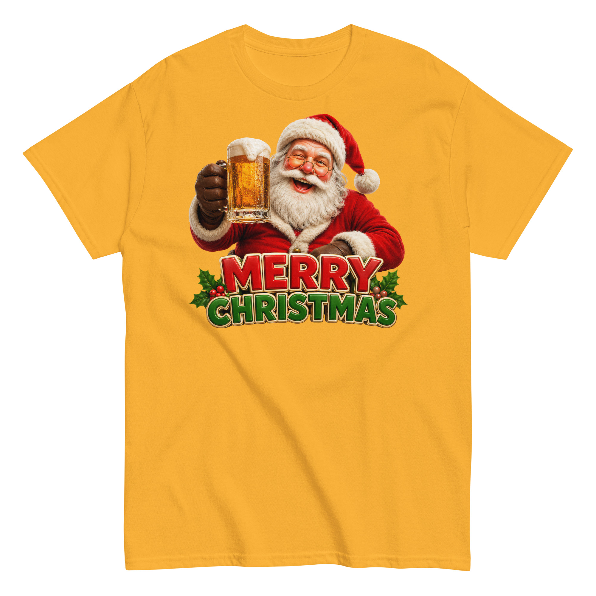 Merry Christmas – Santa Drinking a Beer – T-shirt