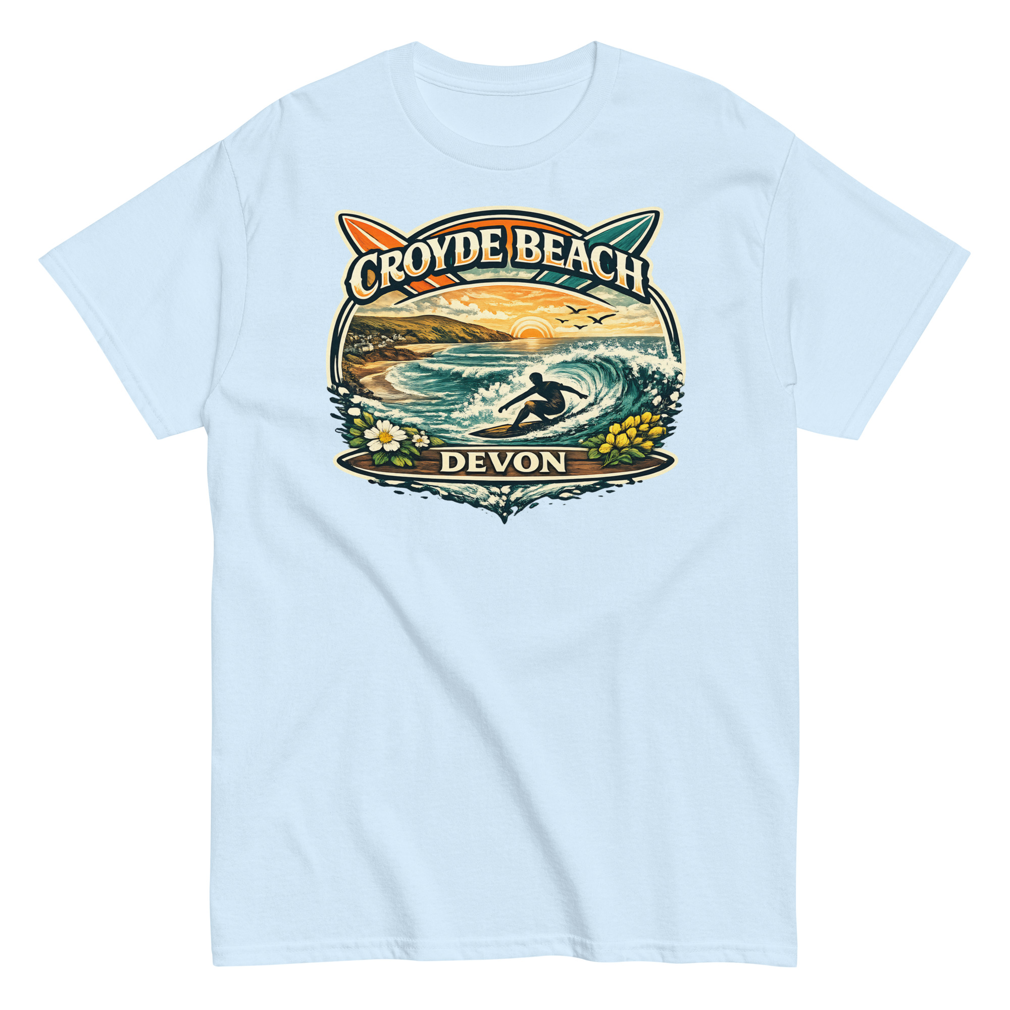 Croyde Beach Devon – Surfing Wave T-shirt Men’s classic tee