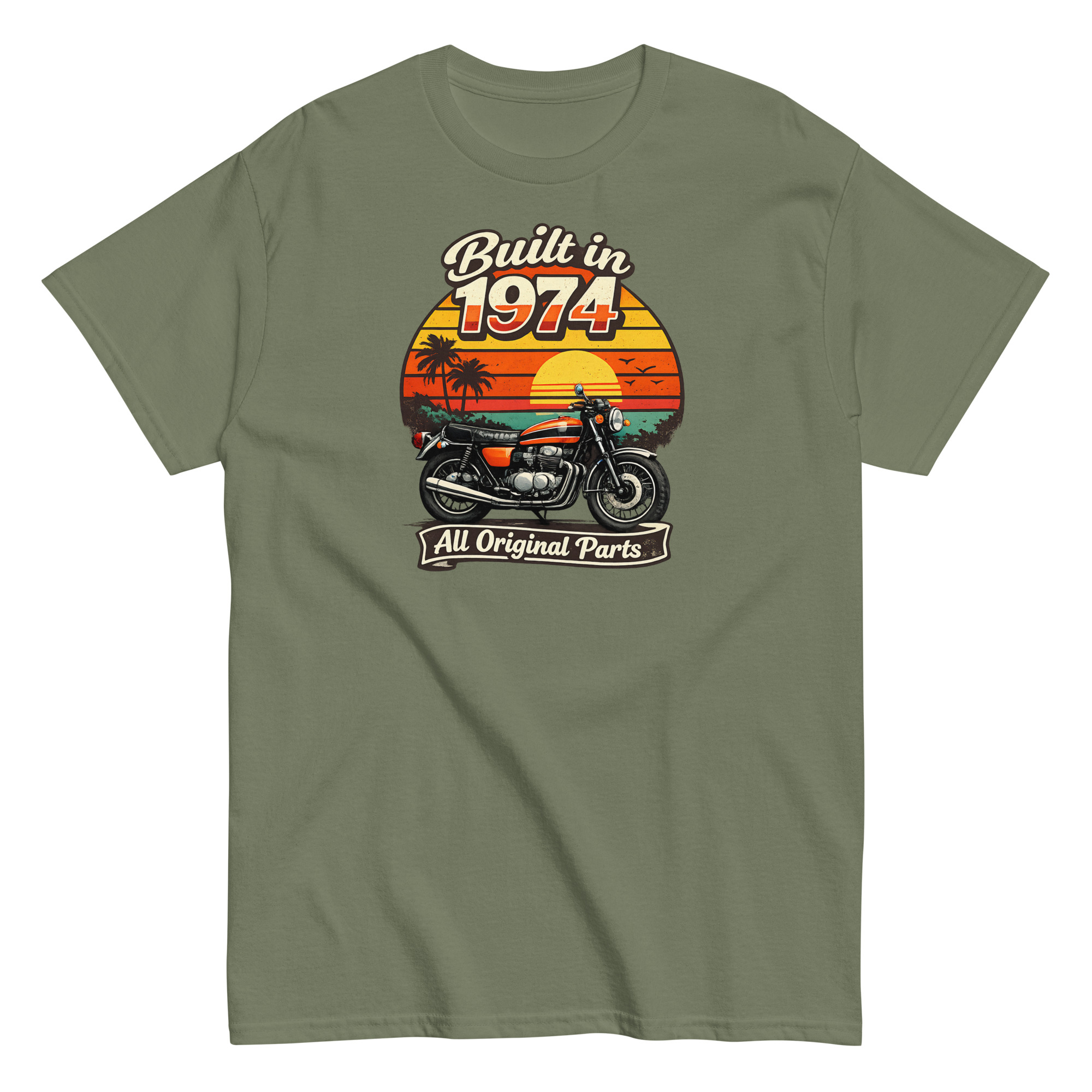Built in 1974 Classic T-shirt retro motorbike design