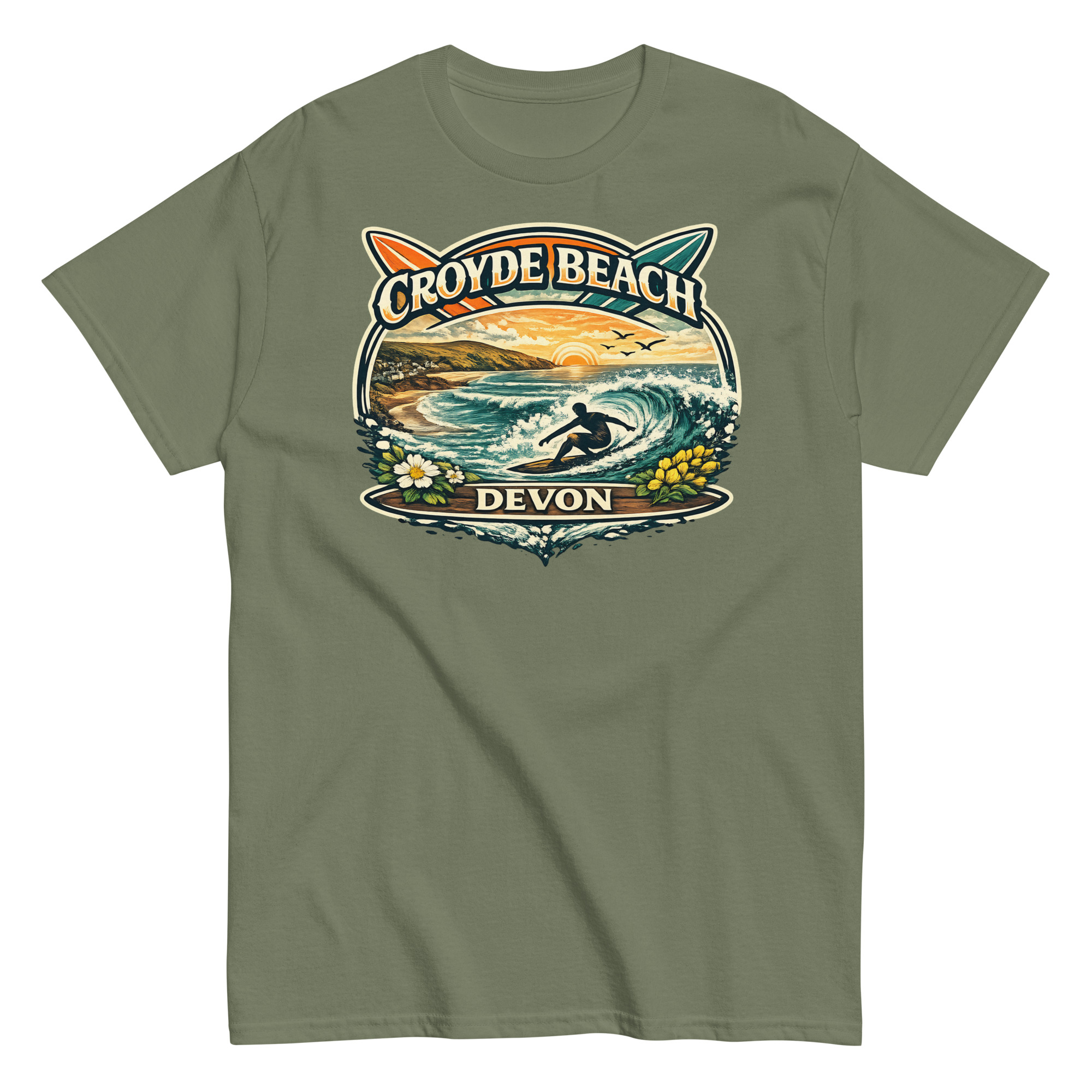 Croyde Beach Devon – Surfing Wave T-shirt Men’s classic tee
