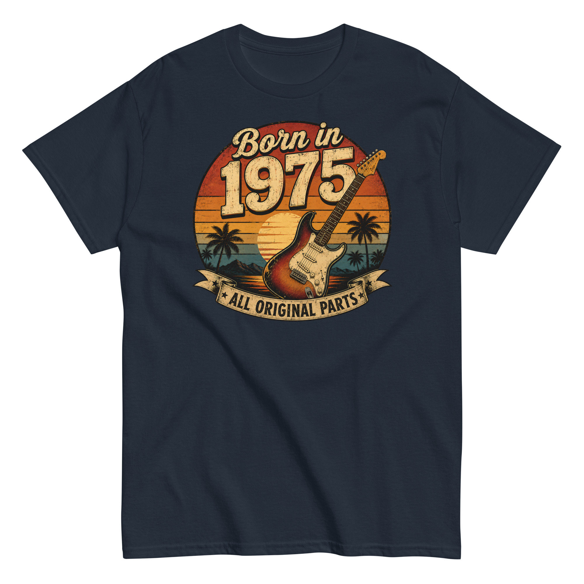 Born in 1975 Guitar All Original Parts Birthday Present T-shirt