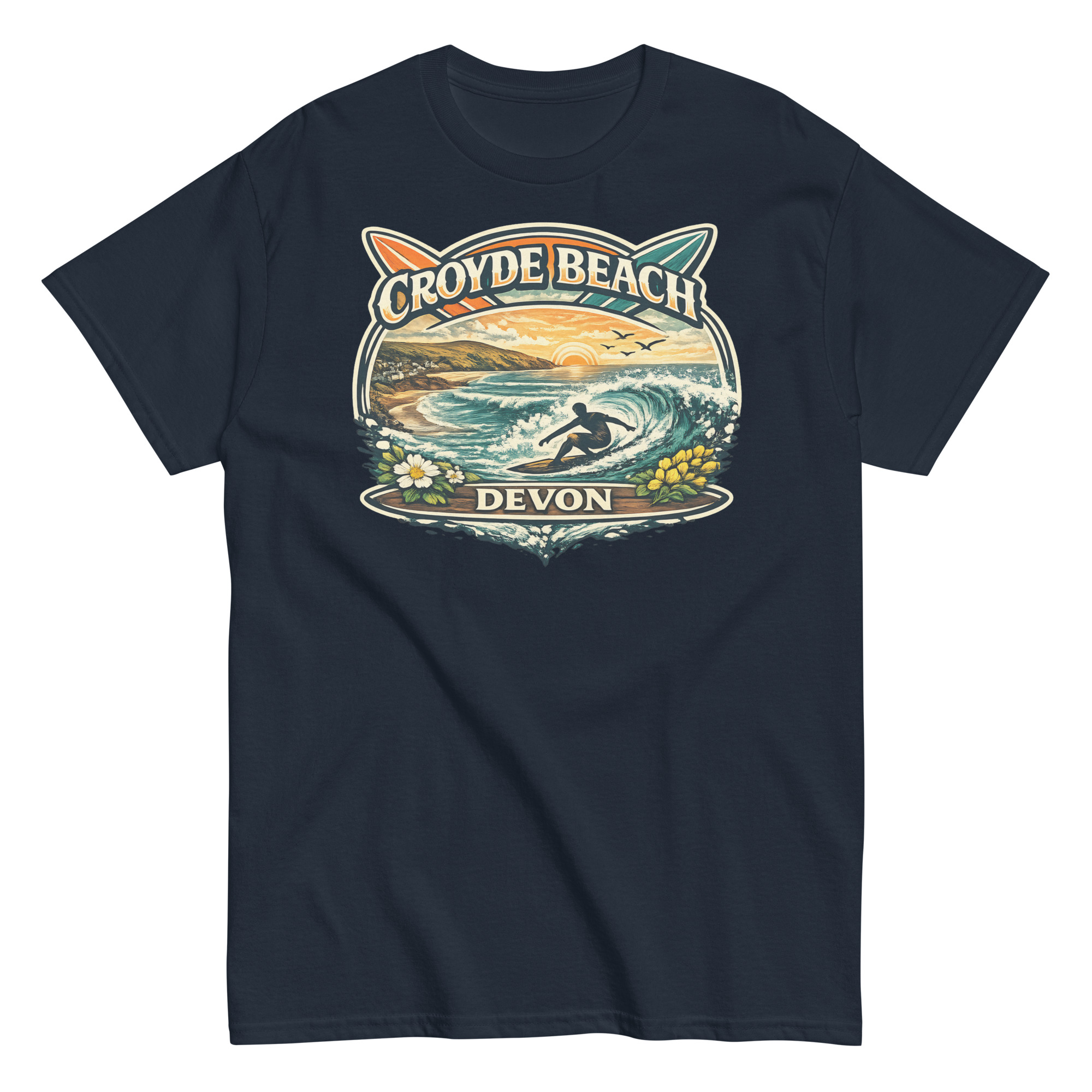 Croyde Beach Devon – Surfing Wave T-shirt Men’s classic tee