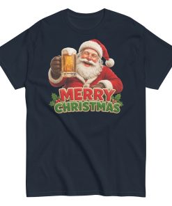 Merry Christmas – Santa Drinking a Beer – T-shirt