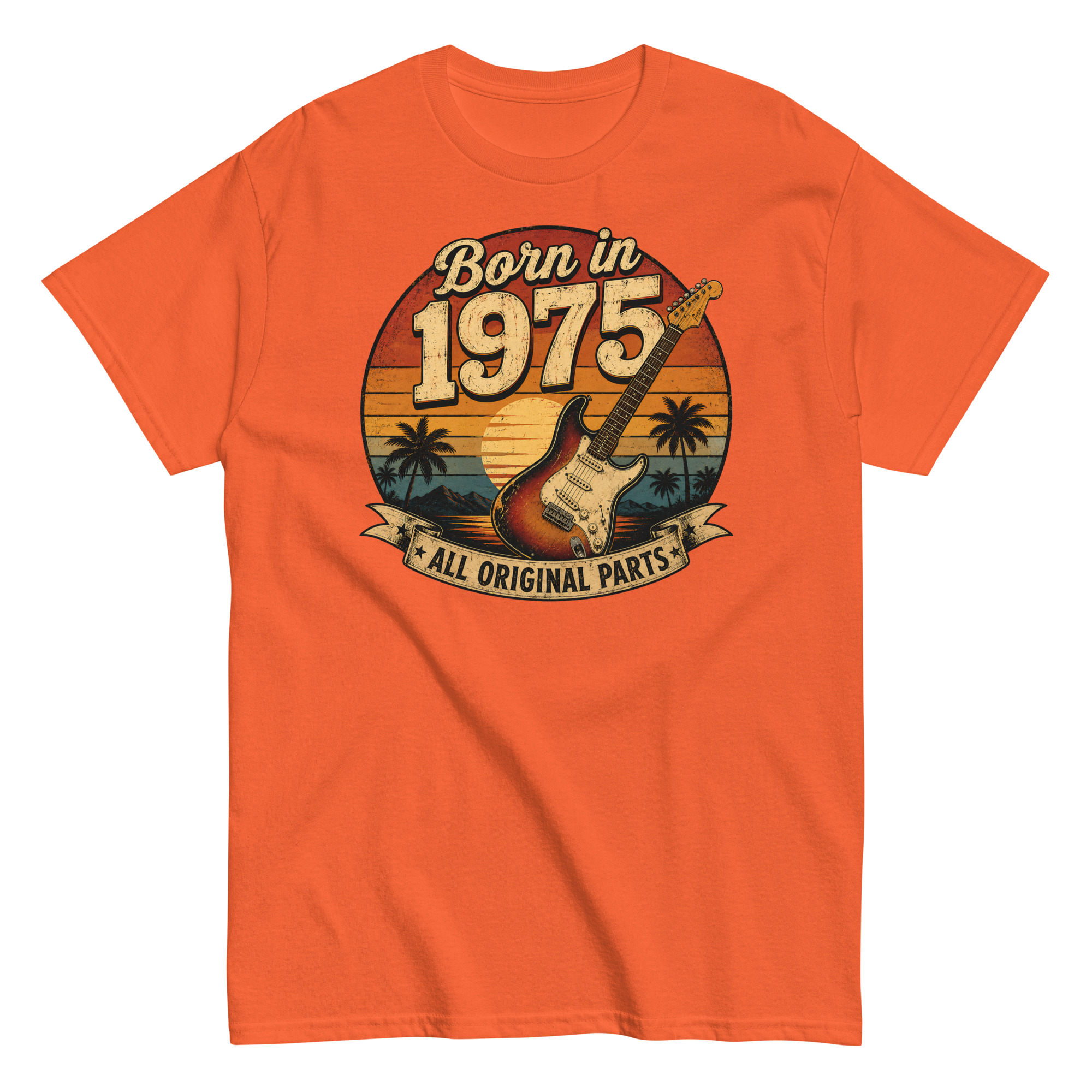Born in 1975 Guitar All Original Parts Birthday Present T-shirt