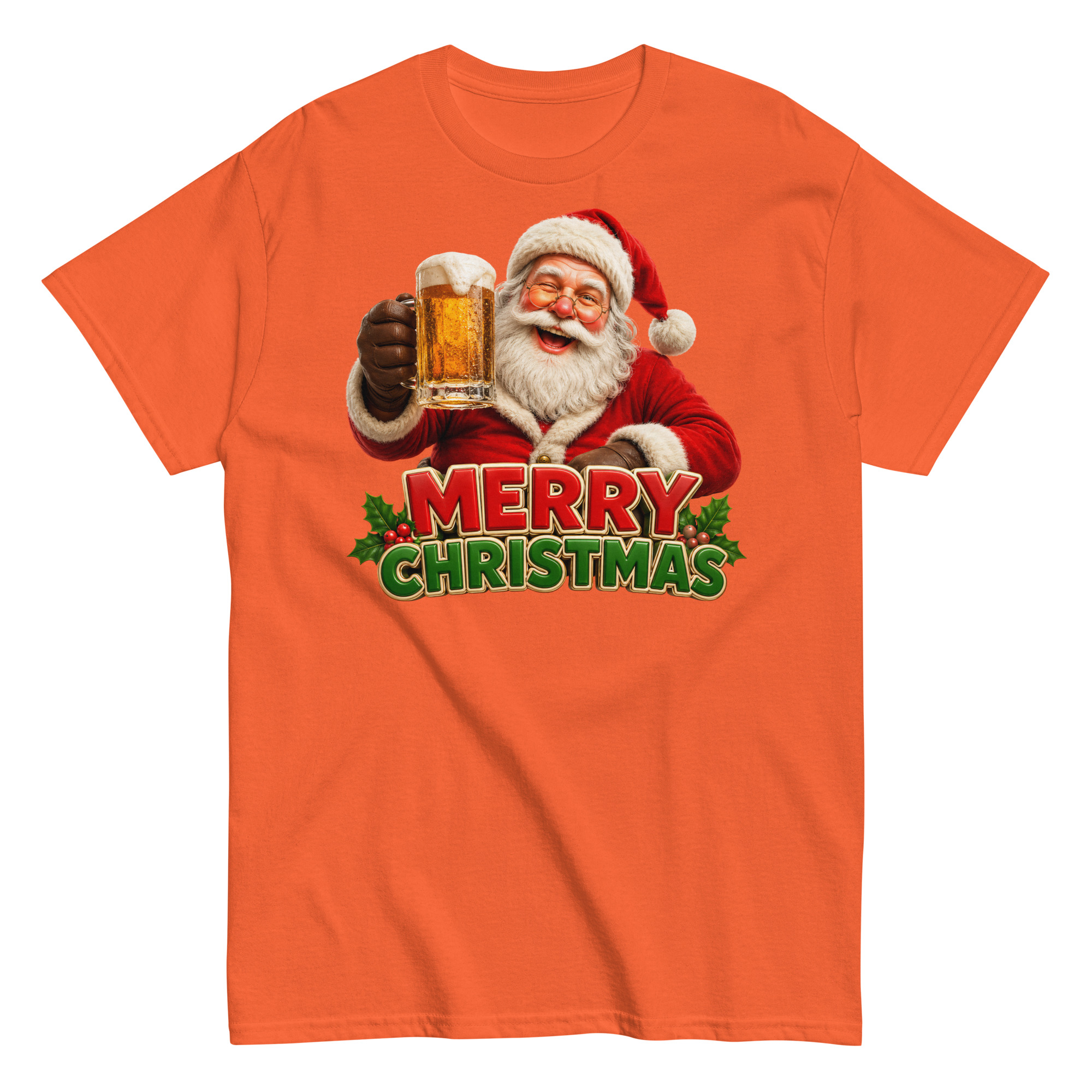 Merry Christmas – Santa Drinking a Beer – T-shirt