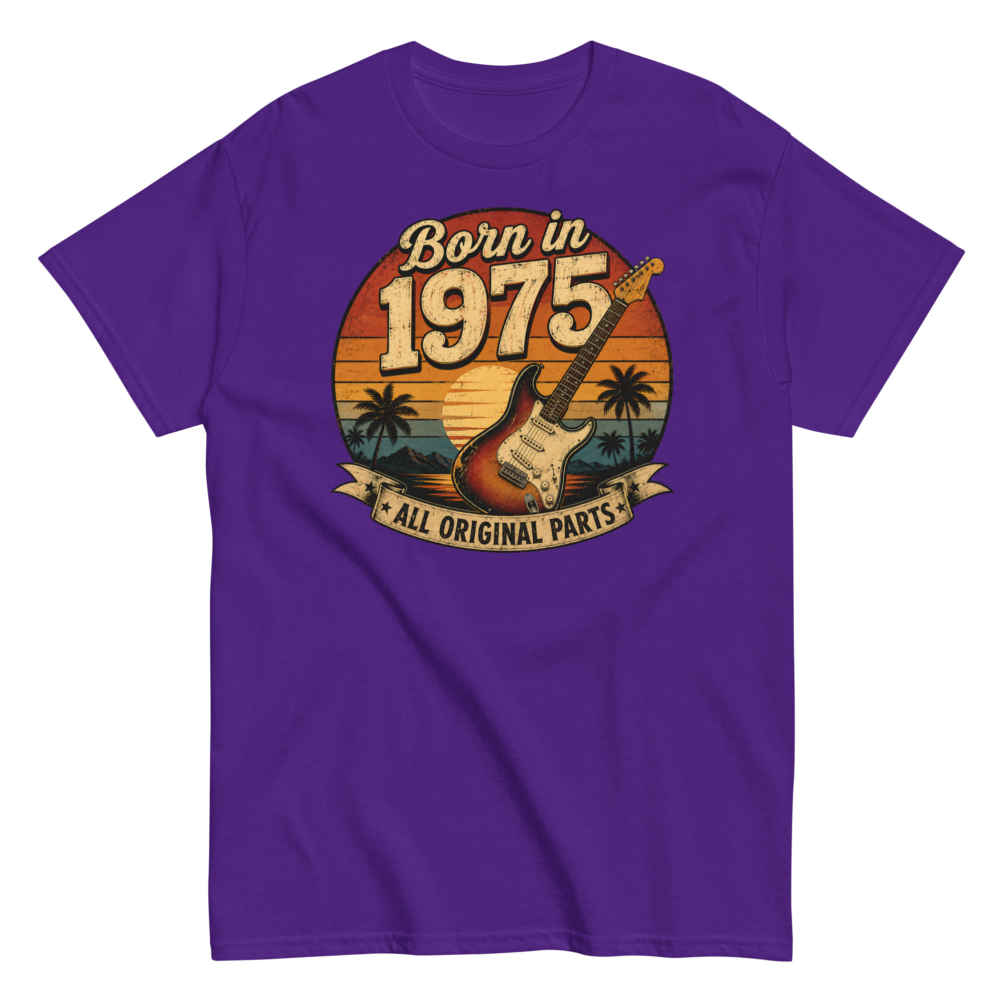 Born in 1975 Guitar All Original Parts Birthday Present T-shirt