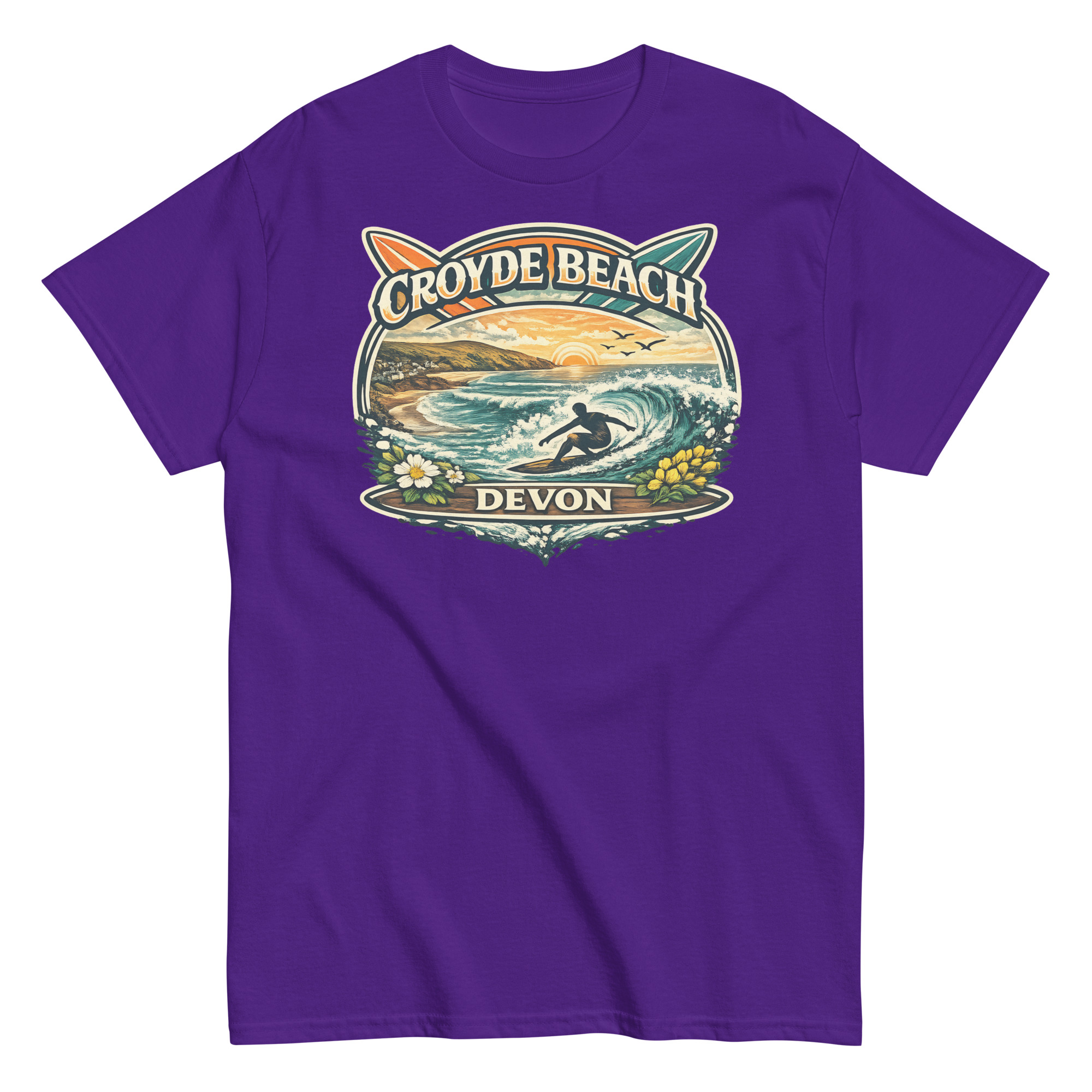 Croyde Beach Devon – Surfing Wave T-shirt Men’s classic tee