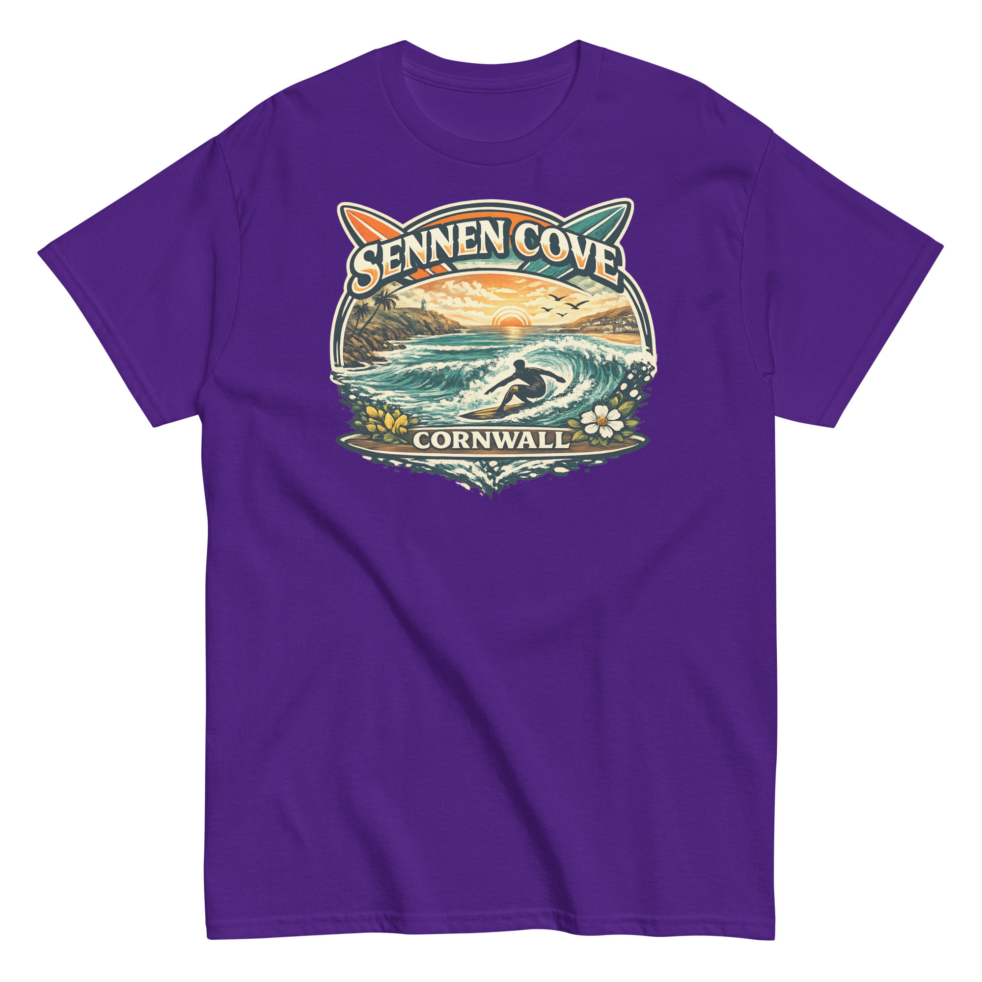 Sennen Cove T-shirt Cornwall Surf Waves Men’s classic tee