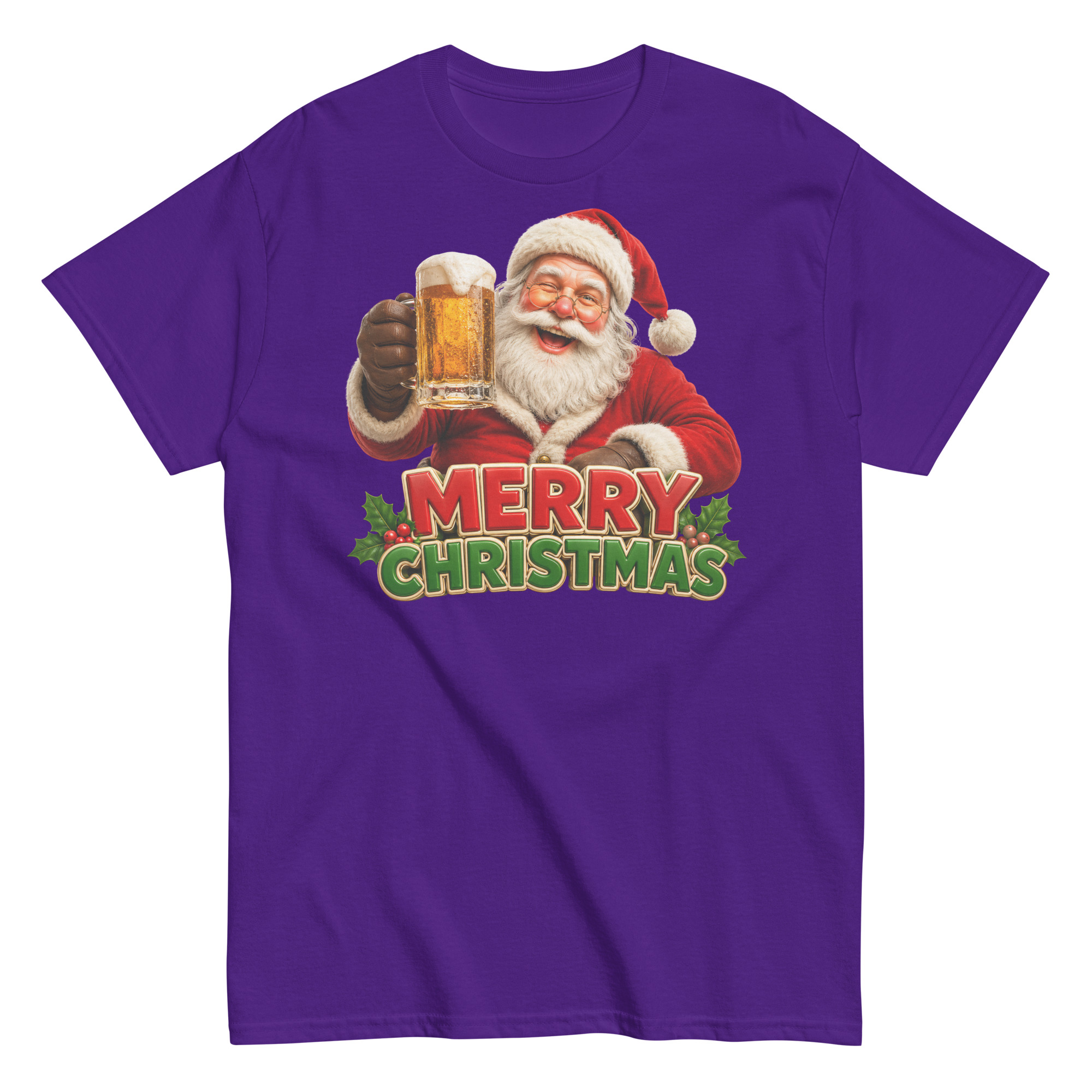 Merry Christmas – Santa Drinking a Beer – T-shirt