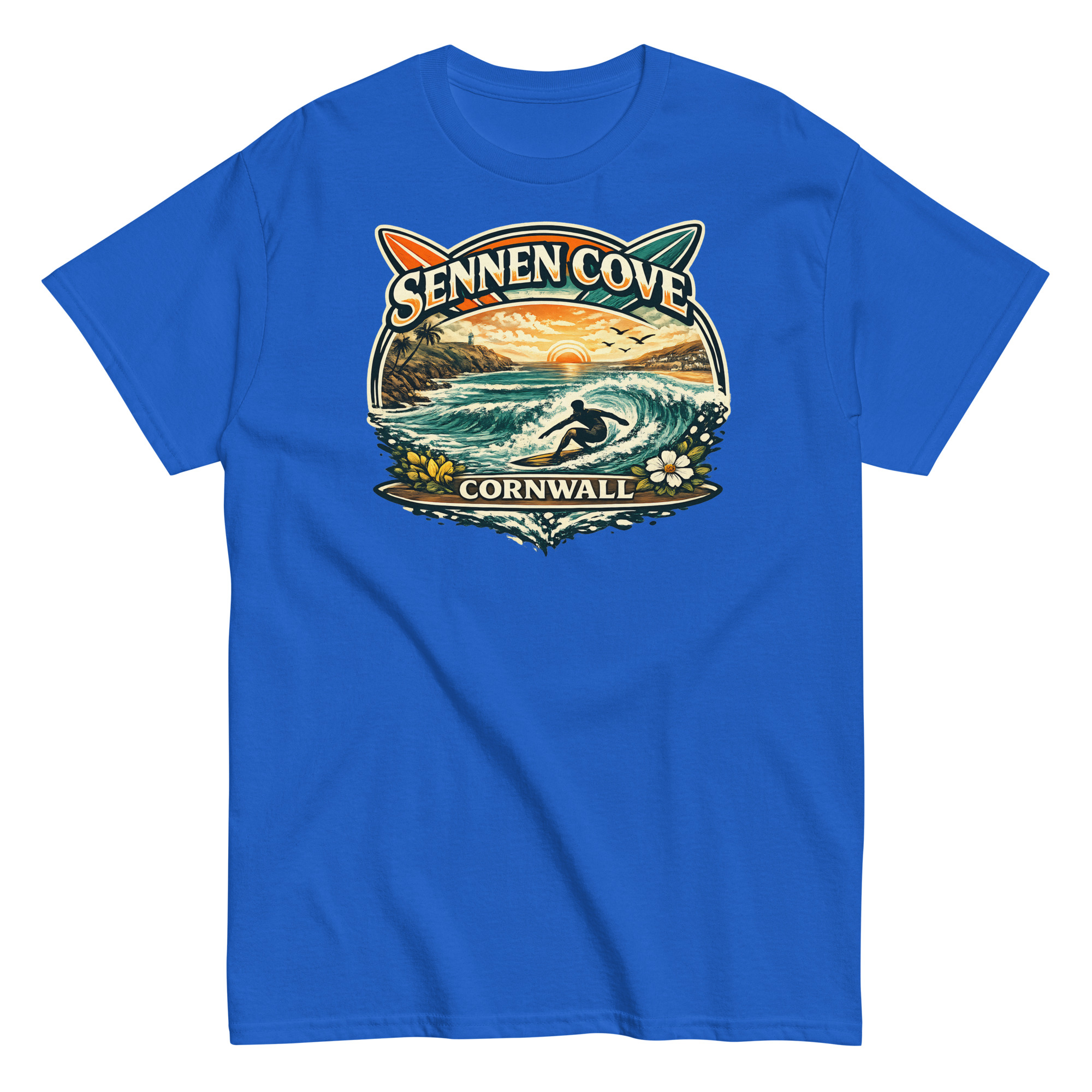 Sennen Cove T-shirt Cornwall Surf Waves Men’s classic tee