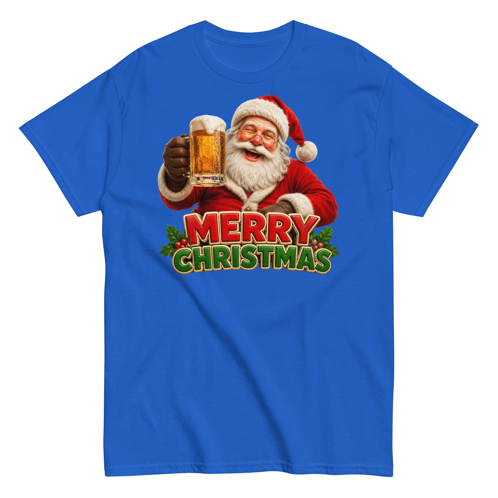 Merry Christmas – Santa Drinking a Beer – T-shirt