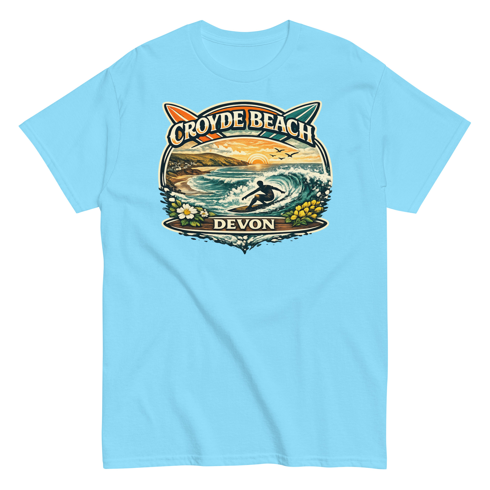Croyde Beach Devon – Surfing Wave T-shirt Men’s classic tee