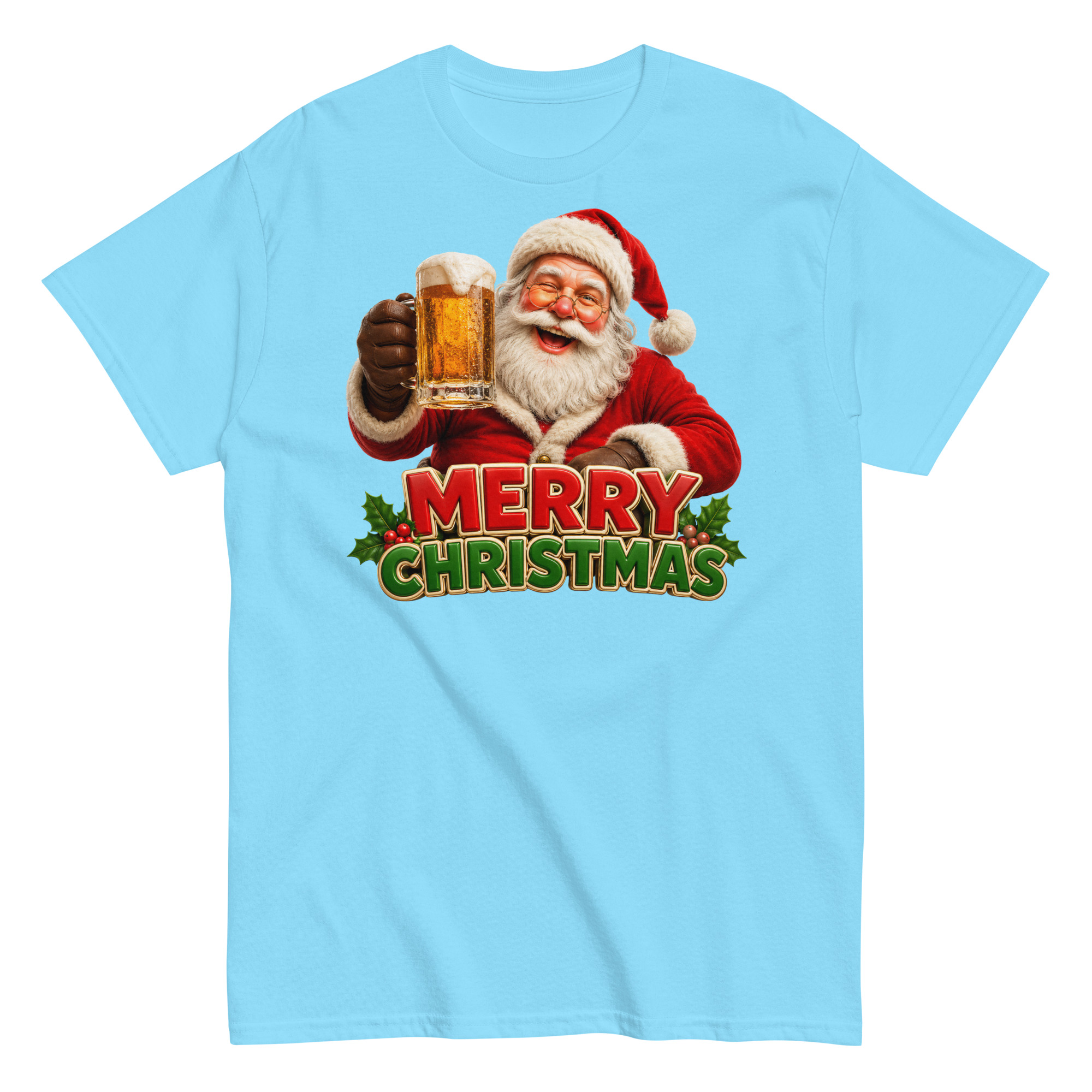 Merry Christmas – Santa Drinking a Beer – T-shirt