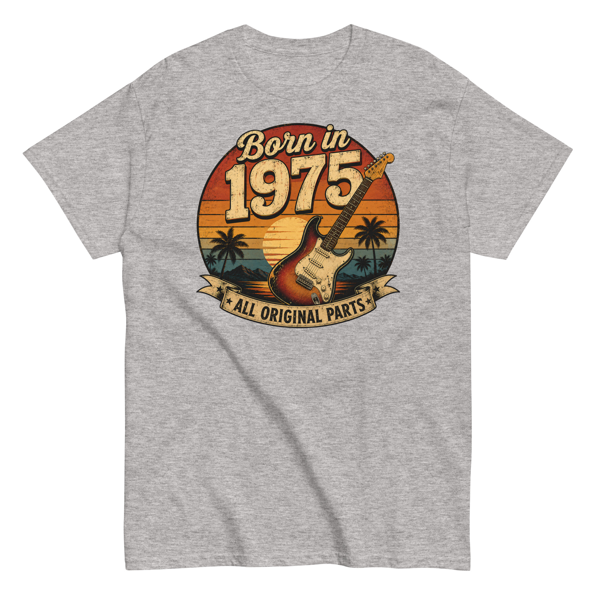 Born in 1975 Guitar All Original Parts Birthday Present T-shirt
