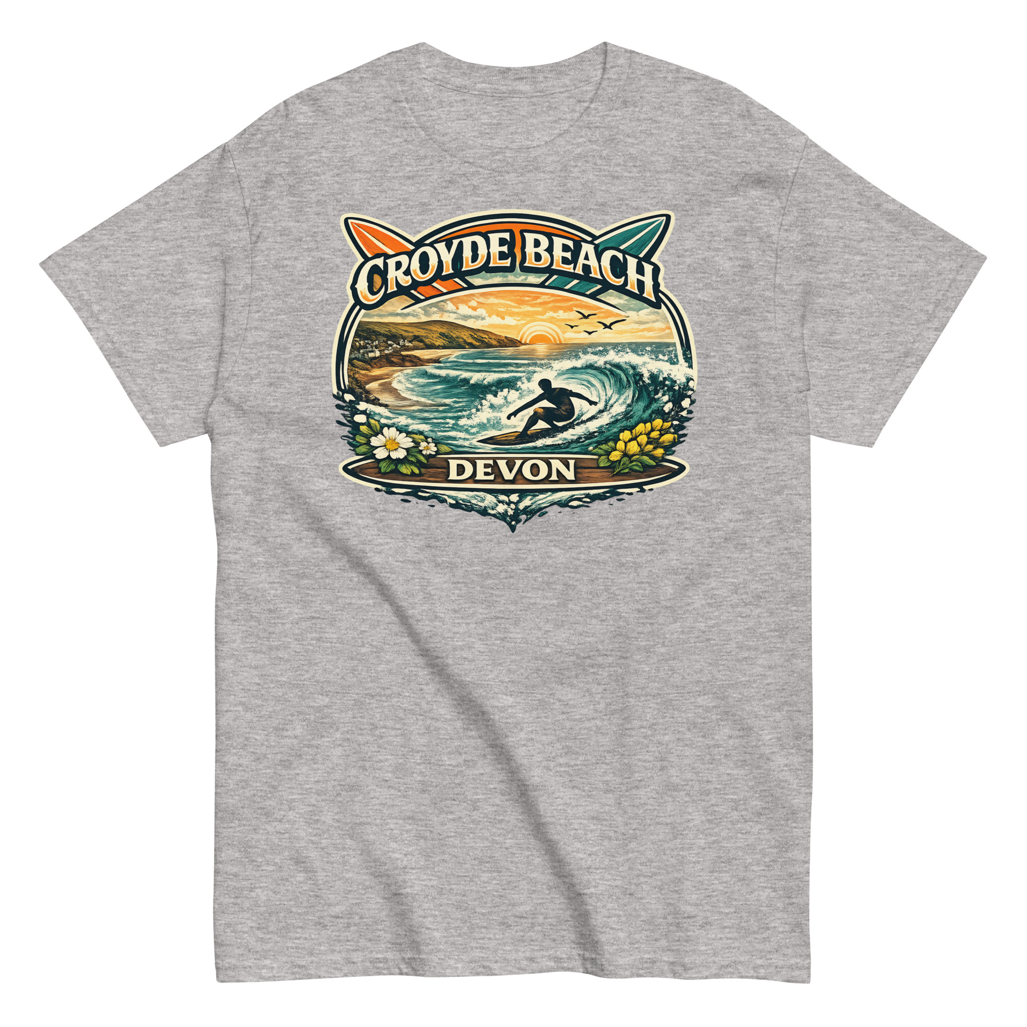 Croyde Beach Devon – Surfing Wave T-shirt Men’s classic tee