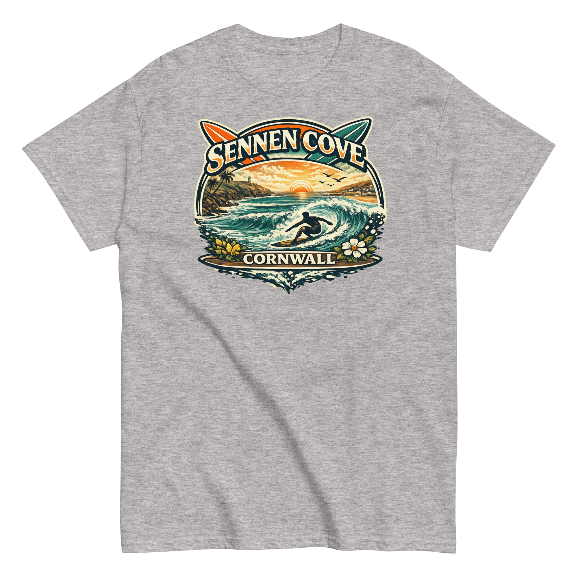 Sennen Cove T-shirt Cornwall Surf Waves Men’s classic tee