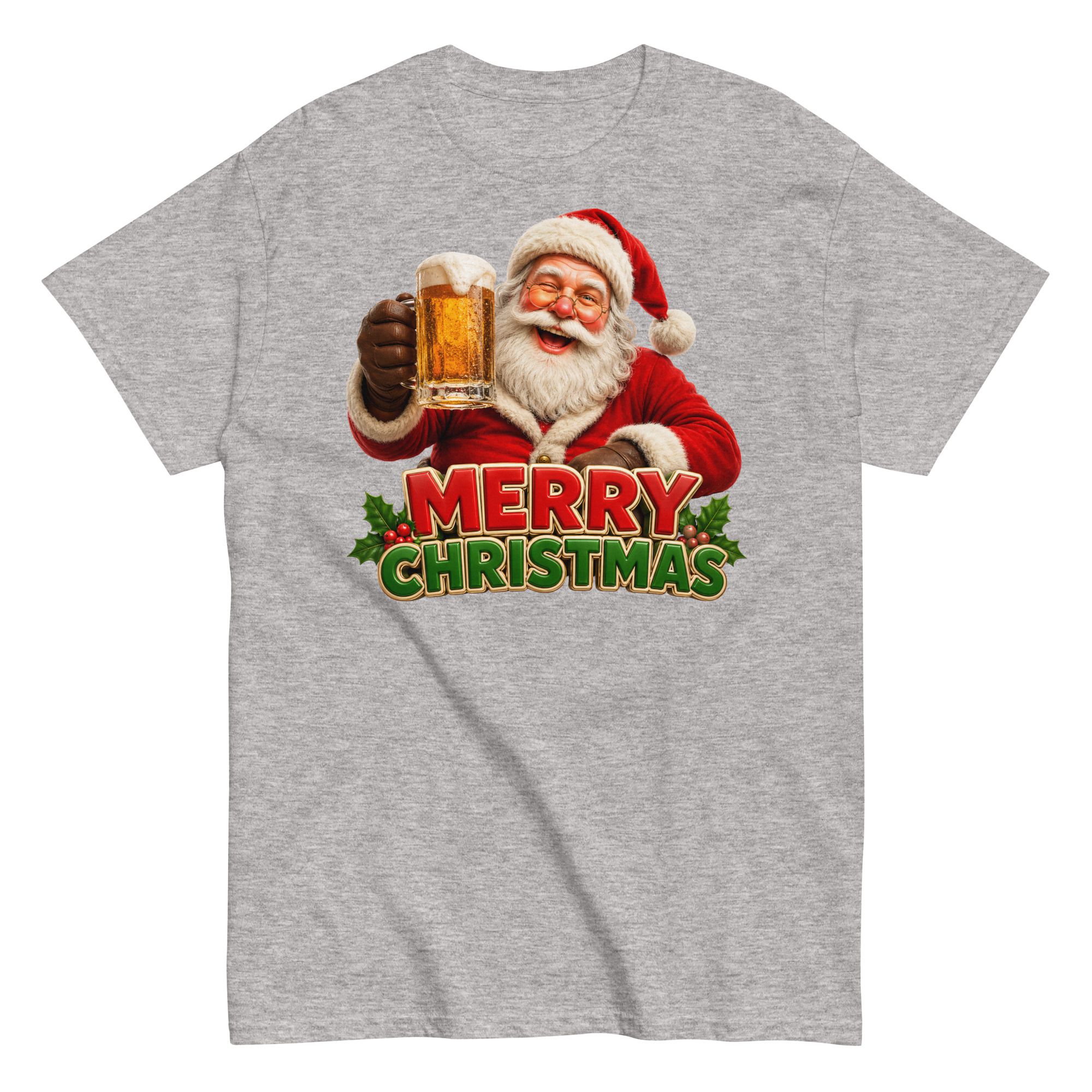 Merry Christmas – Santa Drinking a Beer – T-shirt