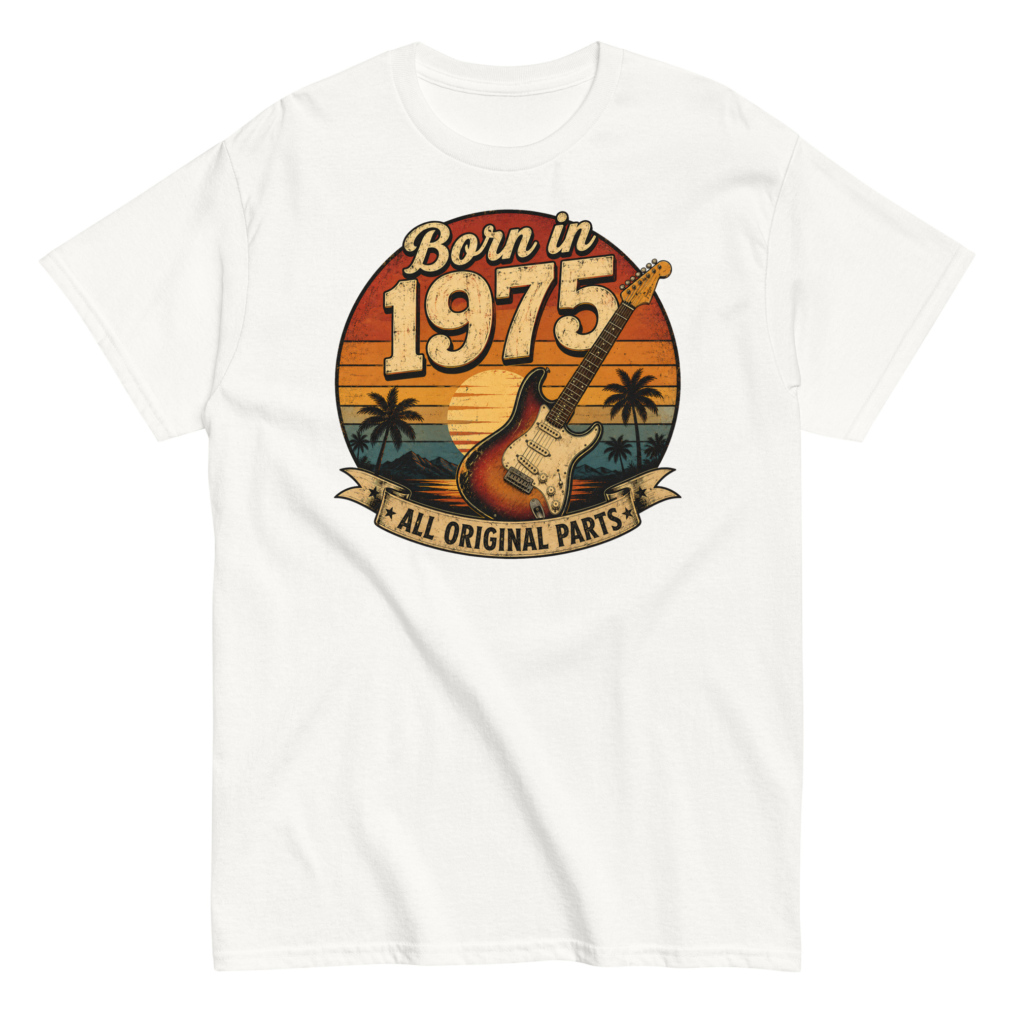 Born in 1975 Guitar All Original Parts Birthday Present T-shirt
