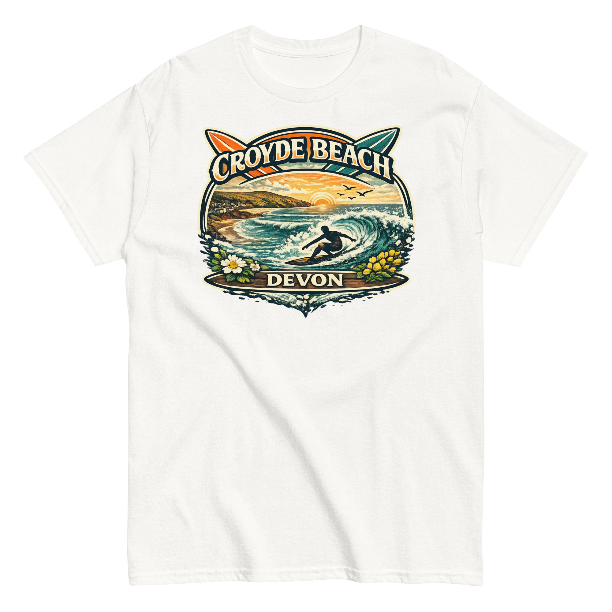 Croyde Beach Devon – Surfing Wave T-shirt Men’s classic tee