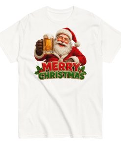 Merry Christmas – Santa Drinking a Beer – T-shirt