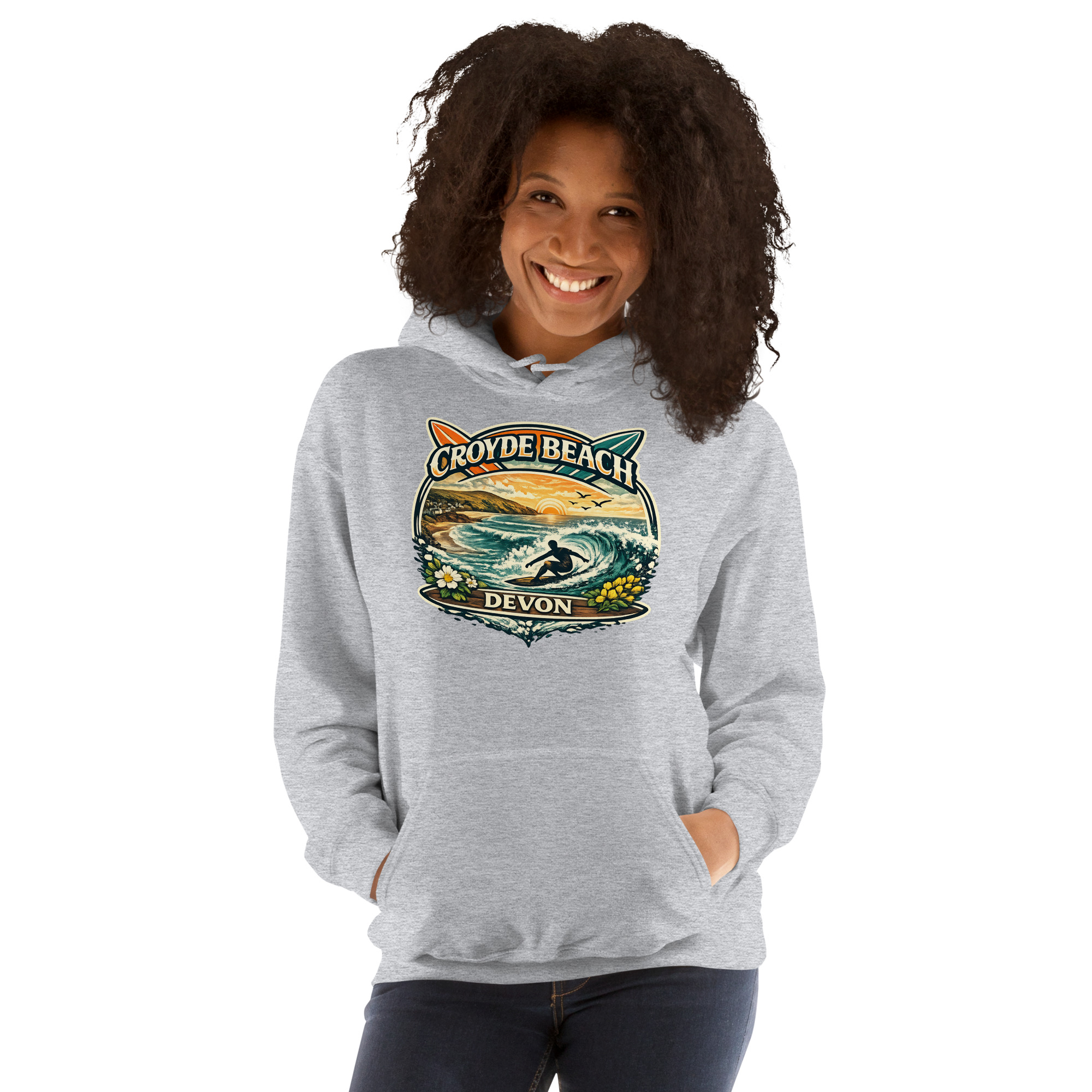 Croyde Beach Devon Surfing Hoodie Unisex Hoodie