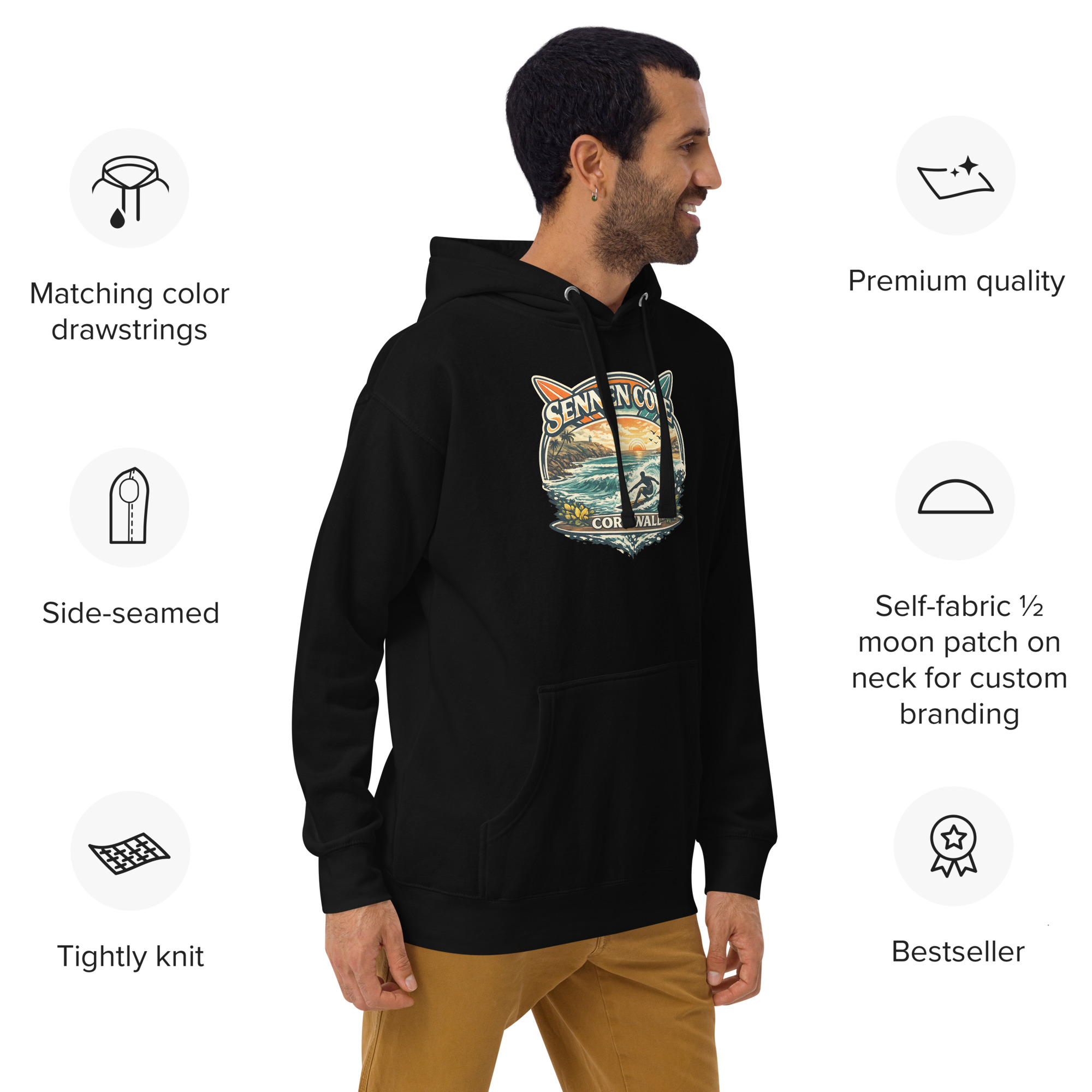 Sennen Cove Cornwall Surfing Hoodie Unisex Hoodie