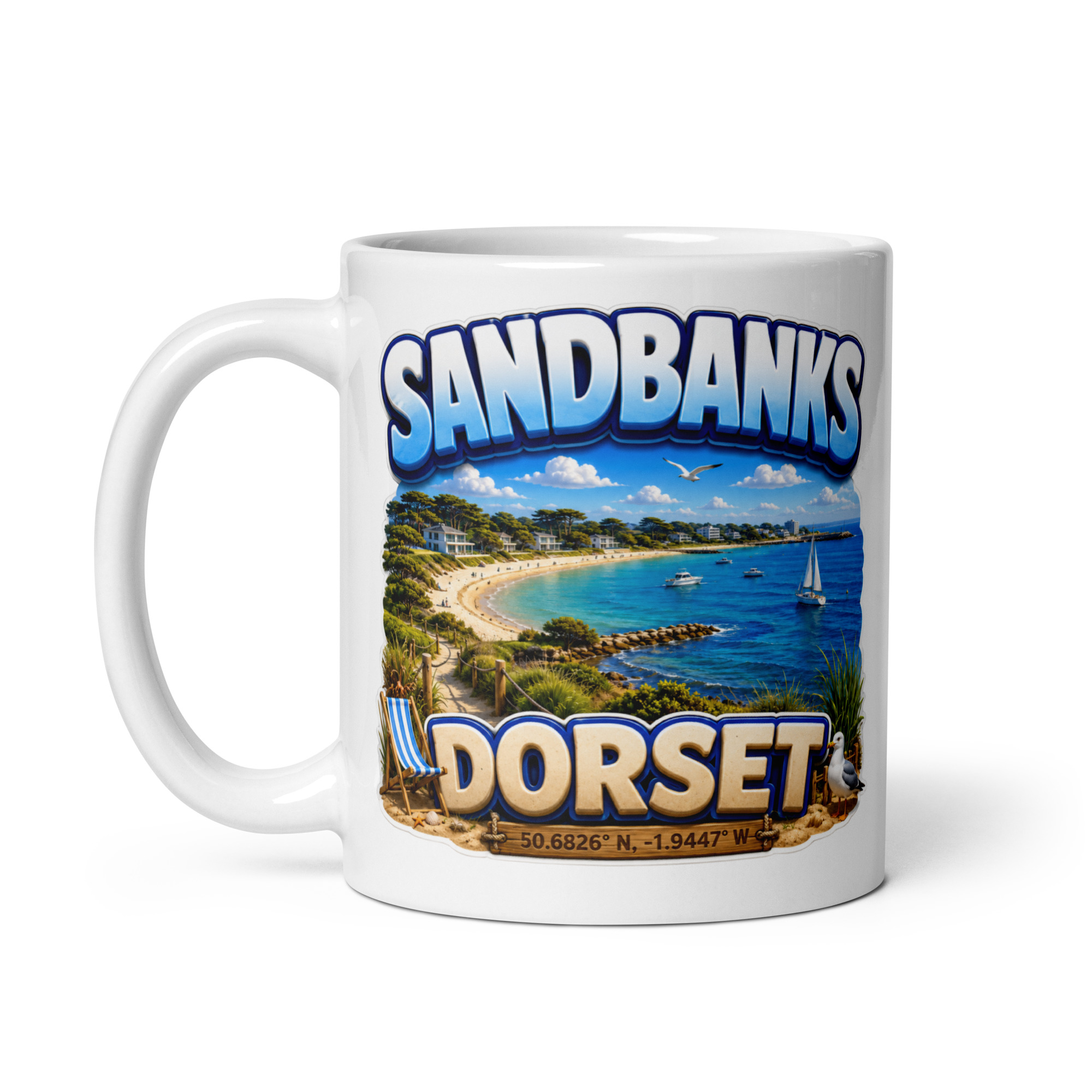 Sandbanks Dorset Mug White glossy mugs