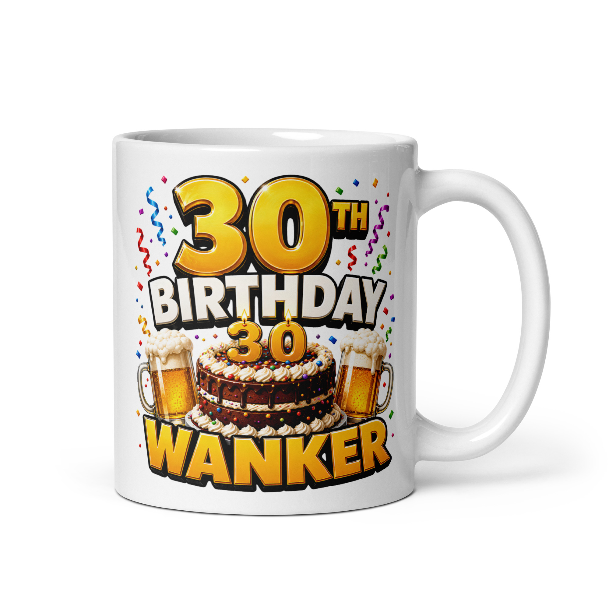 30th Birthday Wanker Mug Rude 30th Birthday Gift Mugs