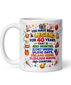 40th Birthday Mug You Have Been A Legend Funny 40th Mug