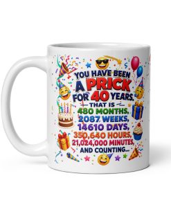 40th Birthday Mug You Have Been A Prick Funny Rude 40th Mug