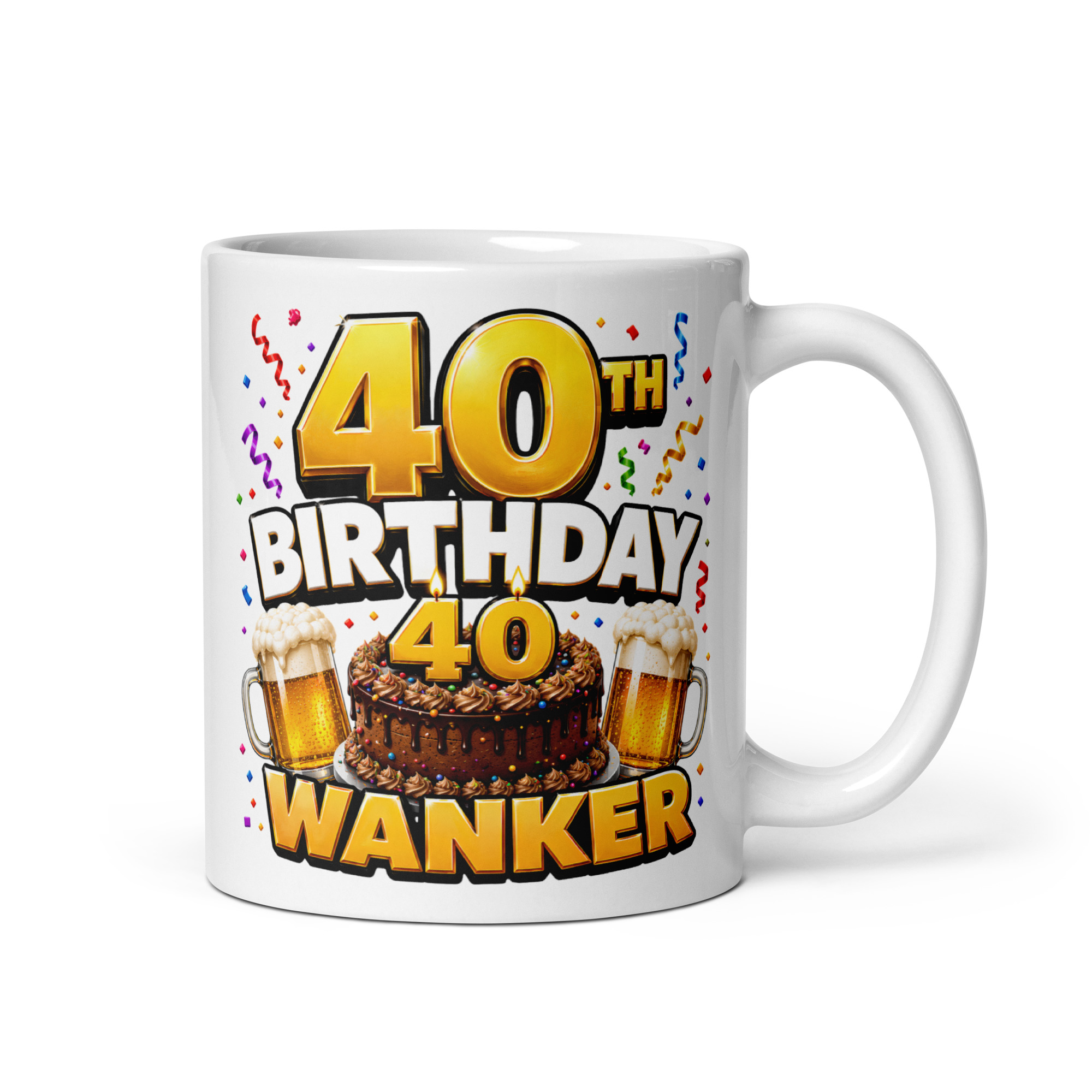 40th Birthday Wanker Mug Rude 40th Birthday Gift Mugs