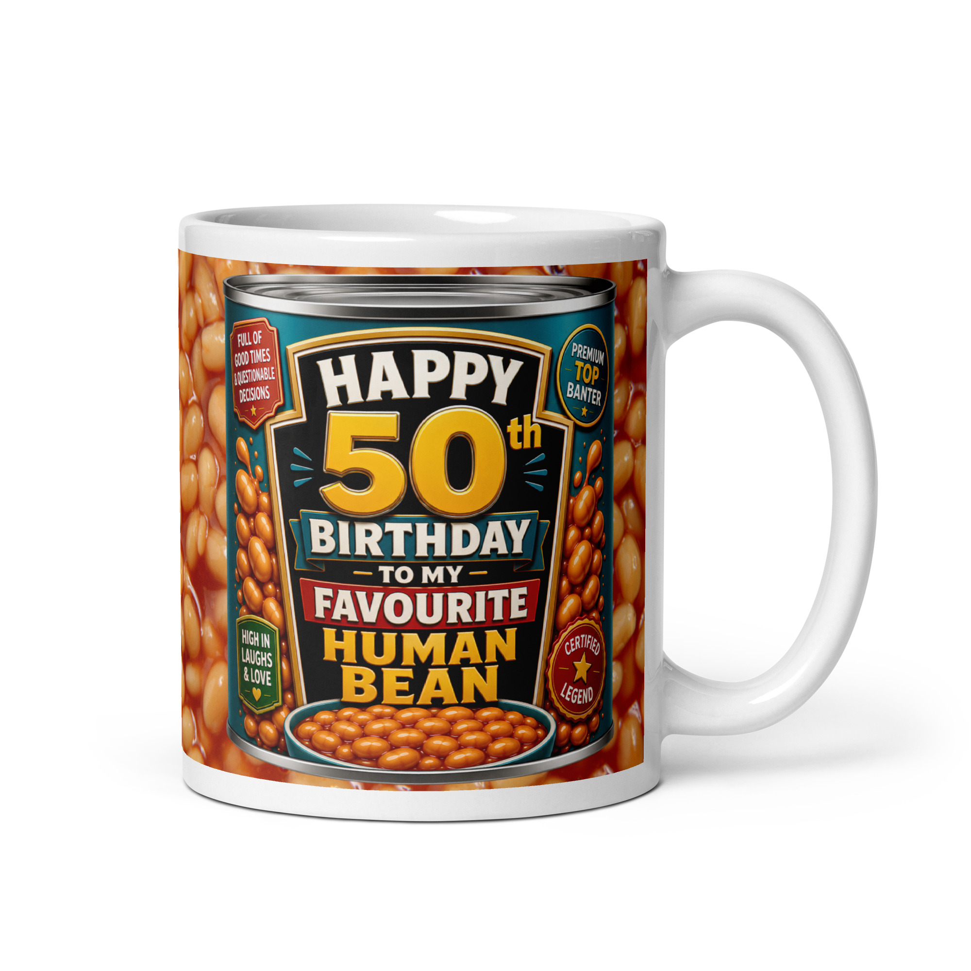50th Birthday Mugs Baked Beans To My Favourite Human Bean