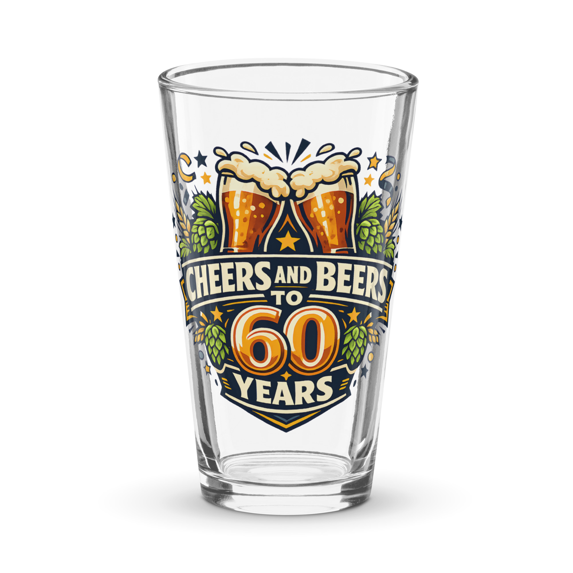 60th Birthday Beer Glass - Cheers and Beers to 60 Years