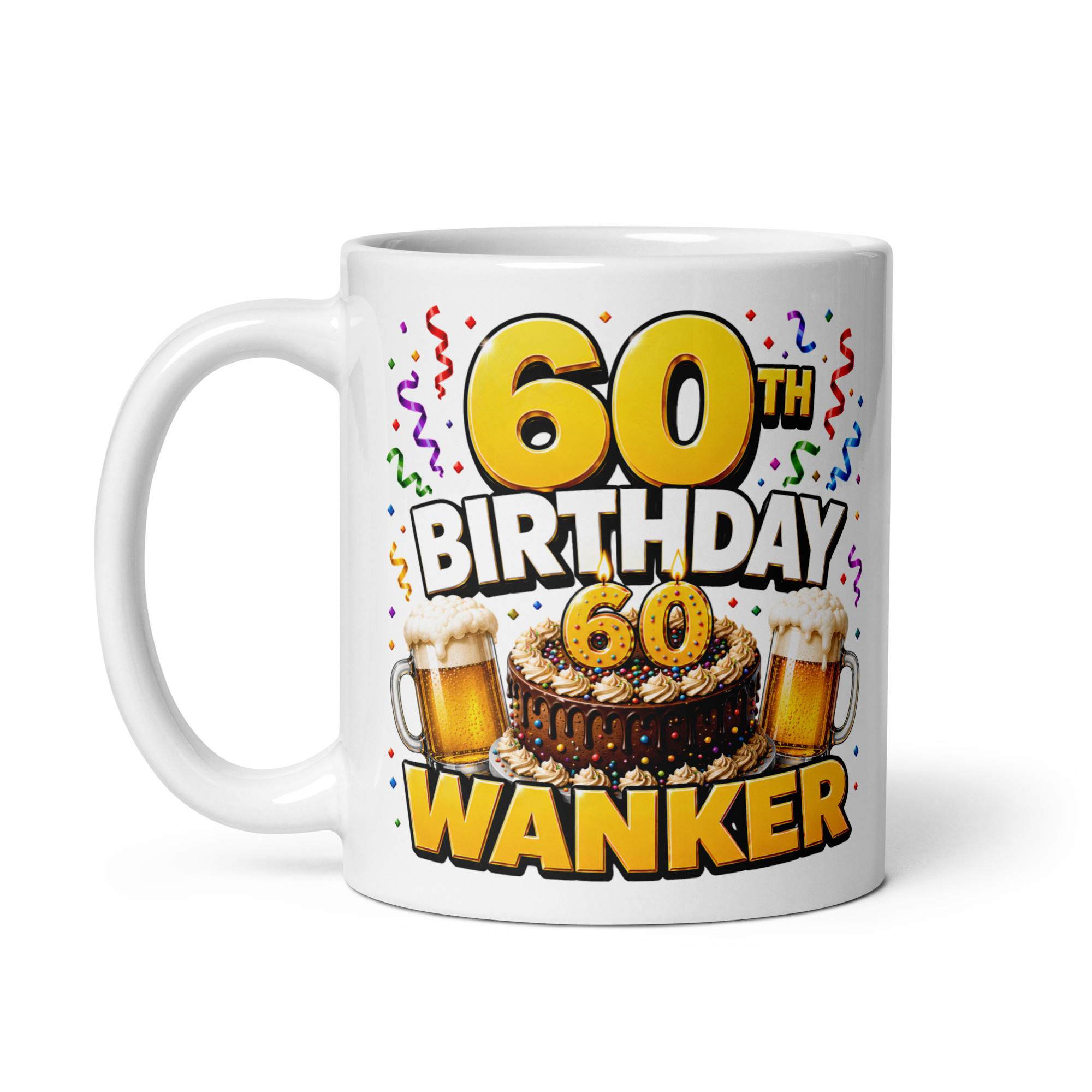 60th Birthday Wanker Mug Rude 60th Birthday Gift Mugs