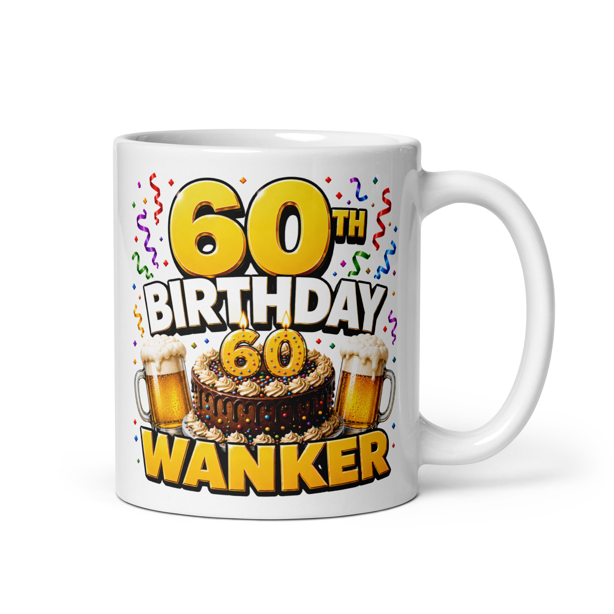 60th Birthday Wanker Mug Rude 60th Birthday Gift Mugs