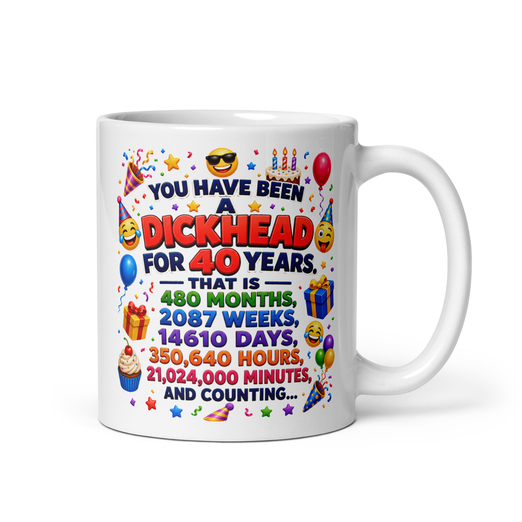 Dickhead For 40 Years Funny Rude 40th Birthday Gift Mug