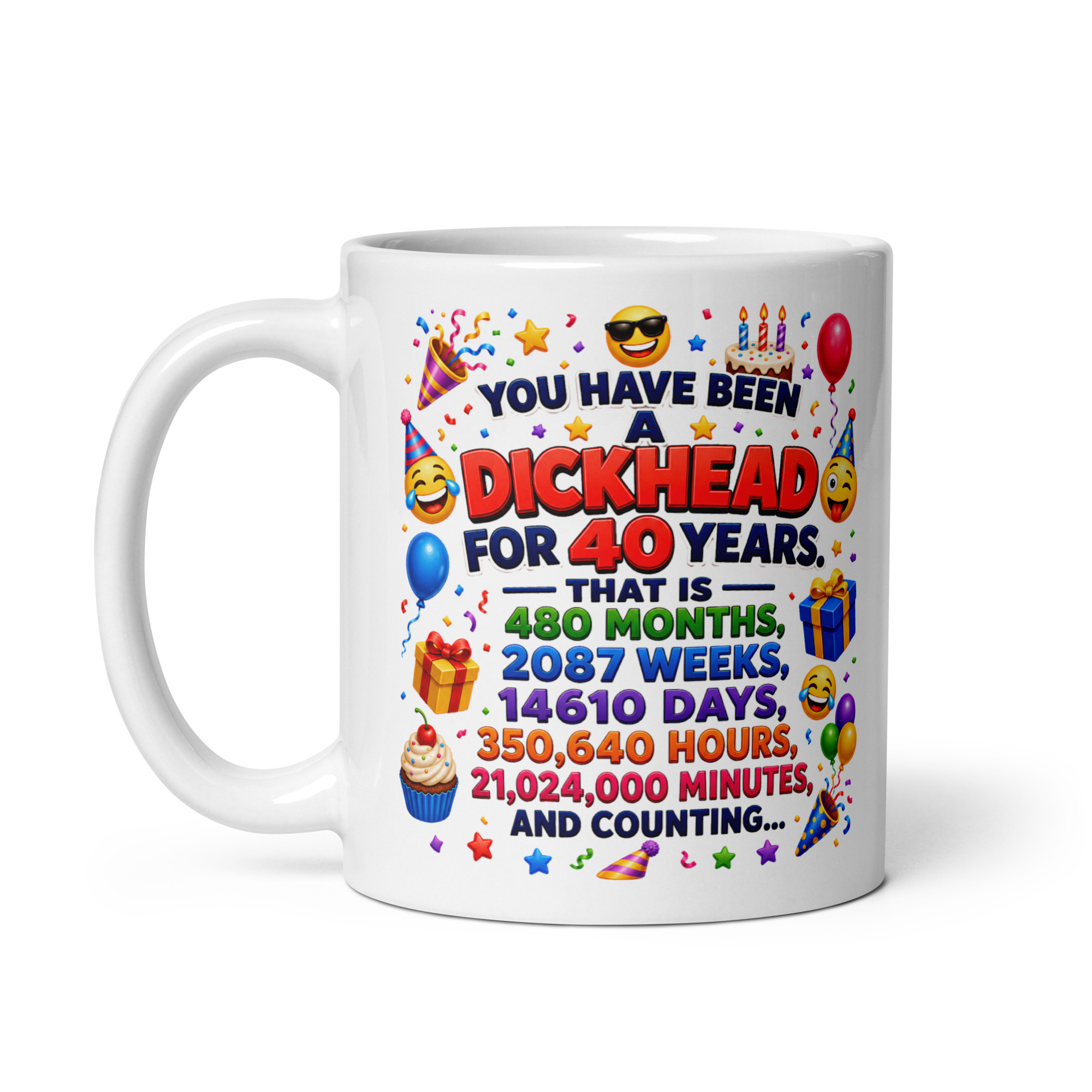 Dickhead For 40 Years Funny Rude 40th Birthday Gift Mug