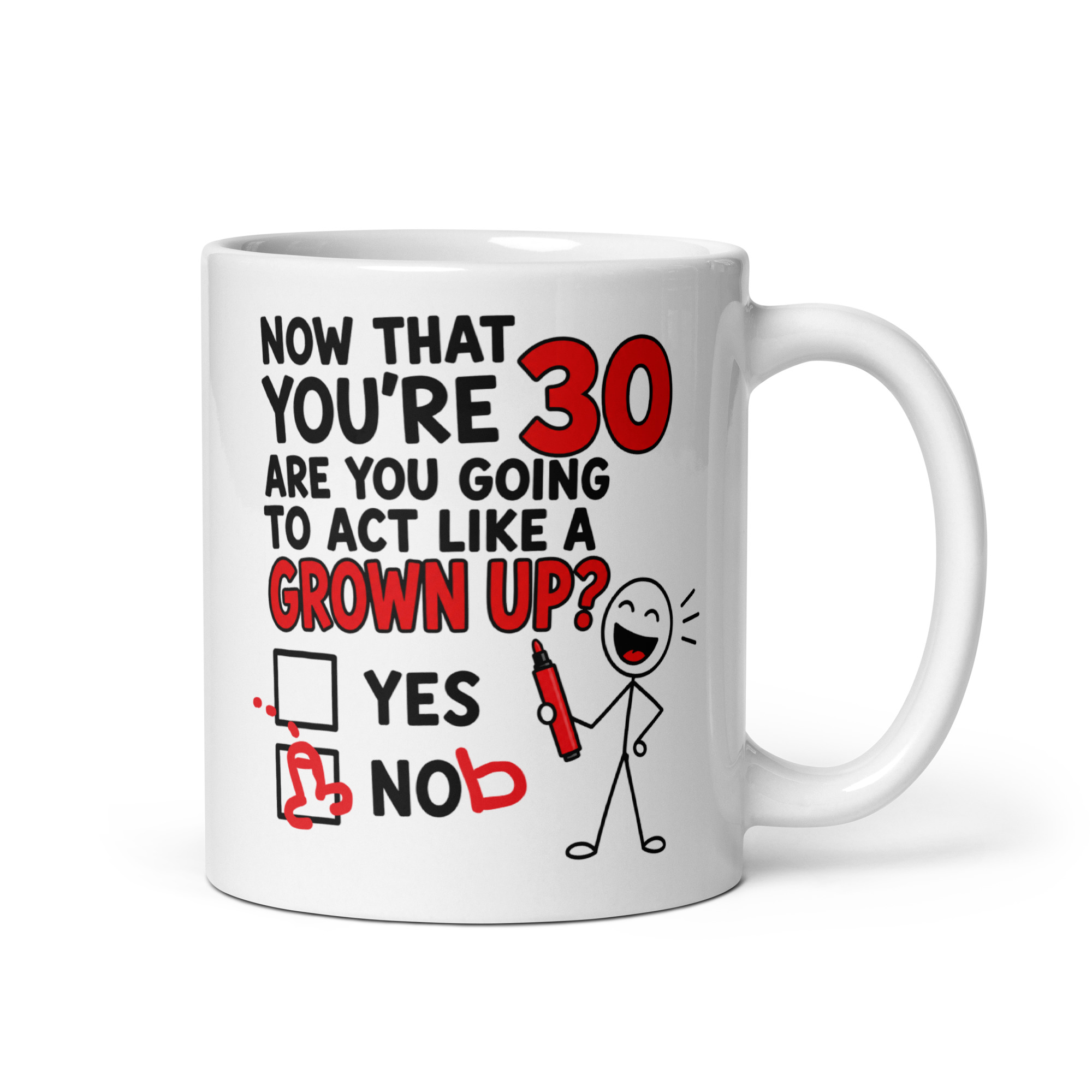 30th Birthday Mug Will You Act Your Age Yes Nob Mugs