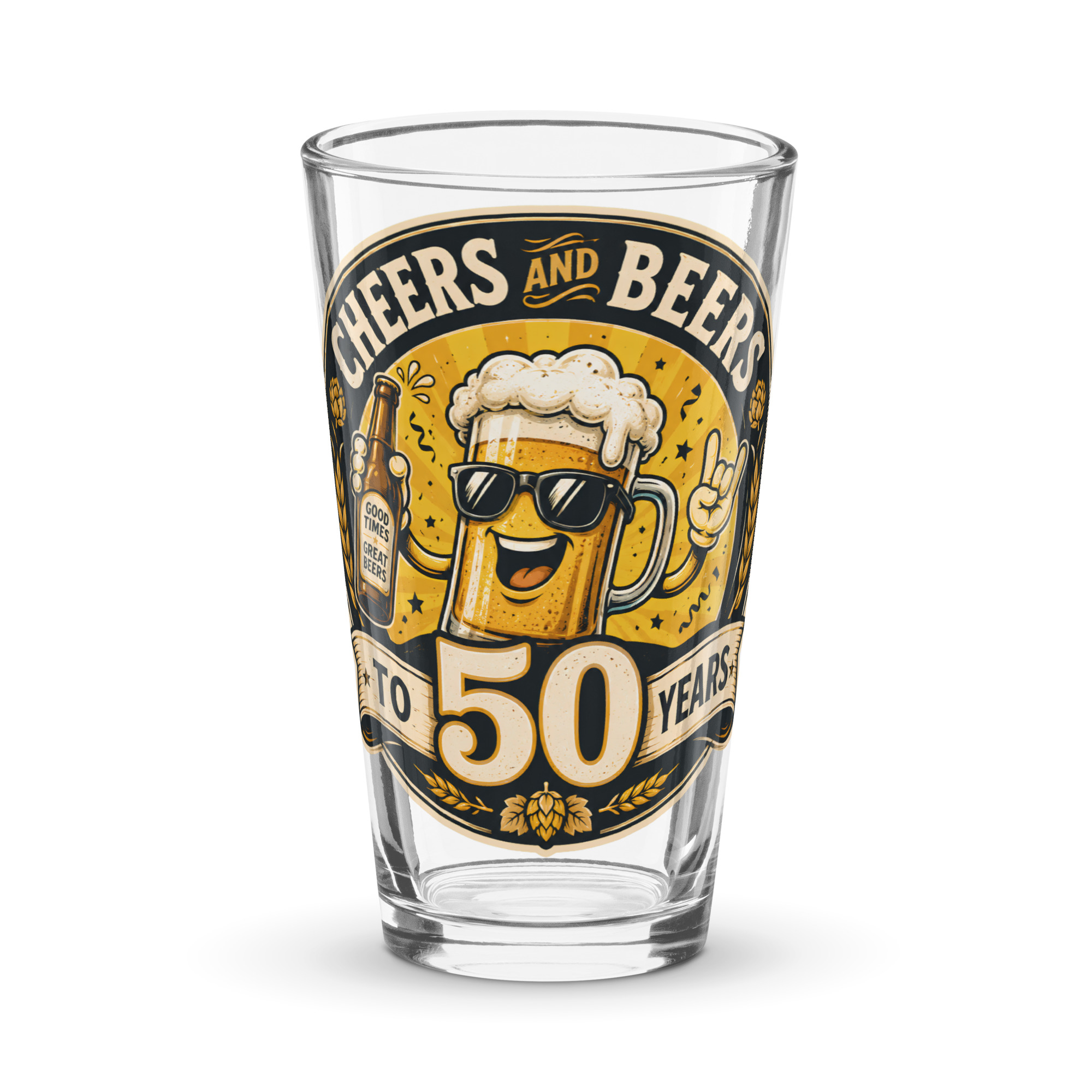 Funny 50th Birthday Pint Glass Cheers And Beers To 50 Years