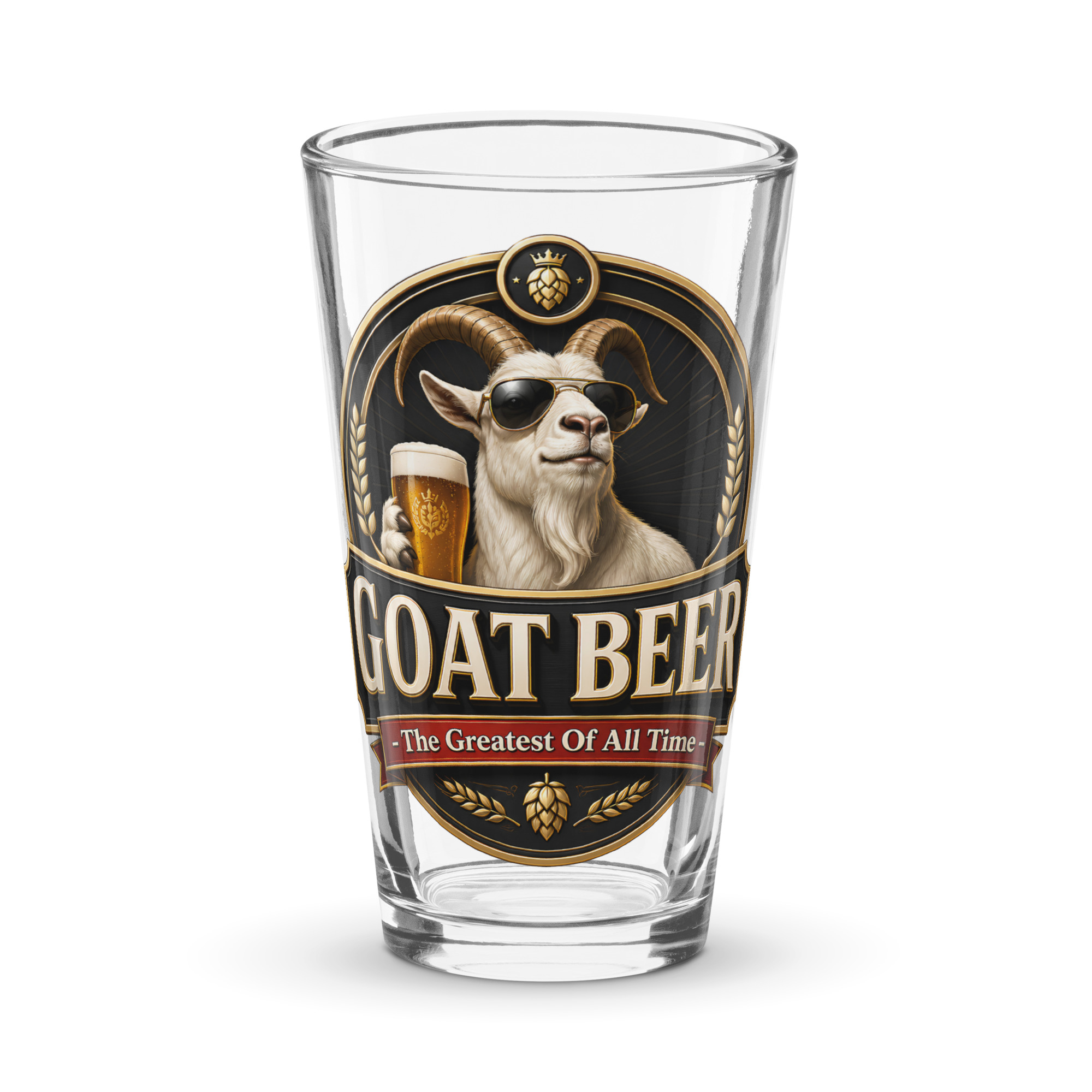 GOAT Beer The Greatest Of All Time Funny Beer Glass