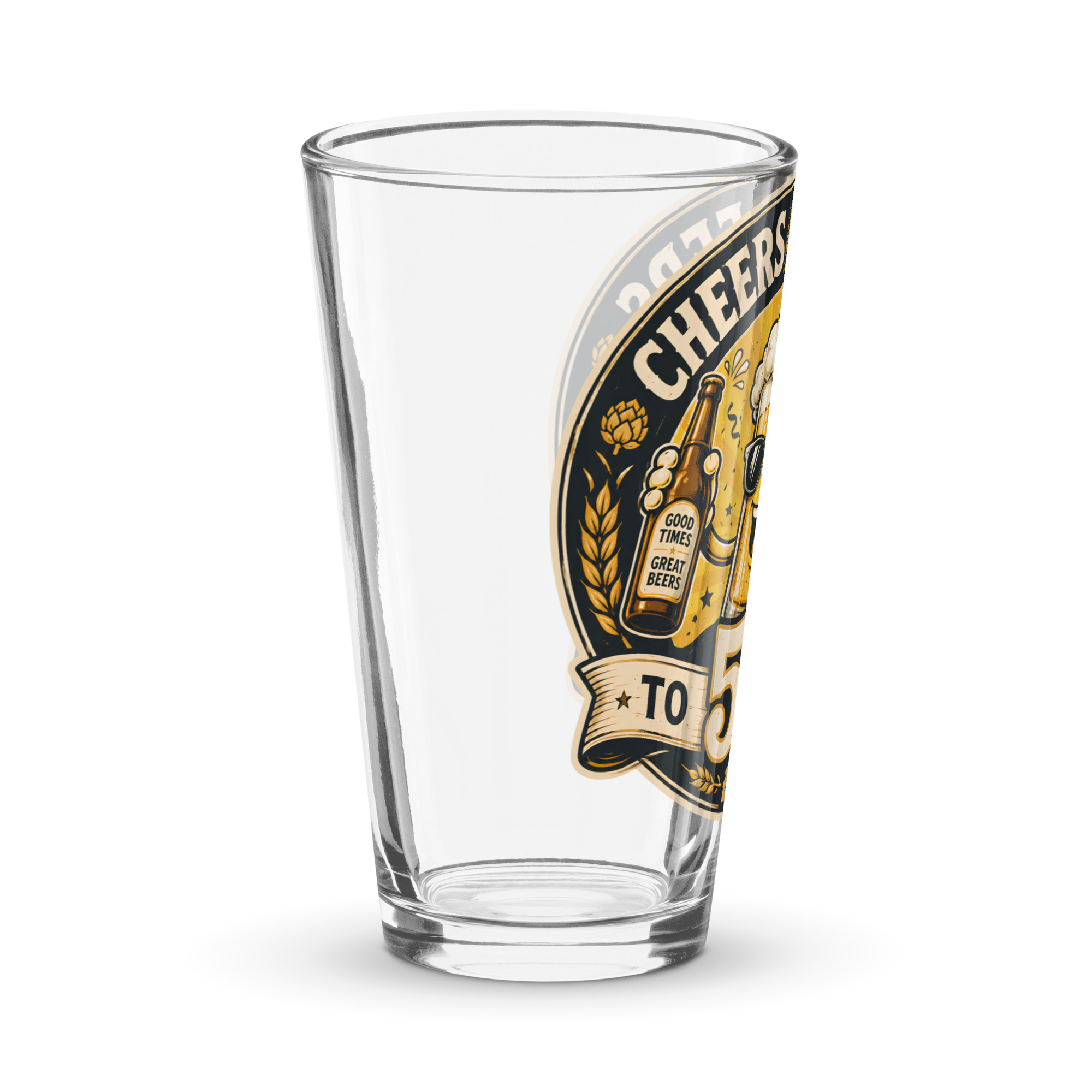 Funny 50th Birthday Pint Glass Cheers And Beers To 50 Years