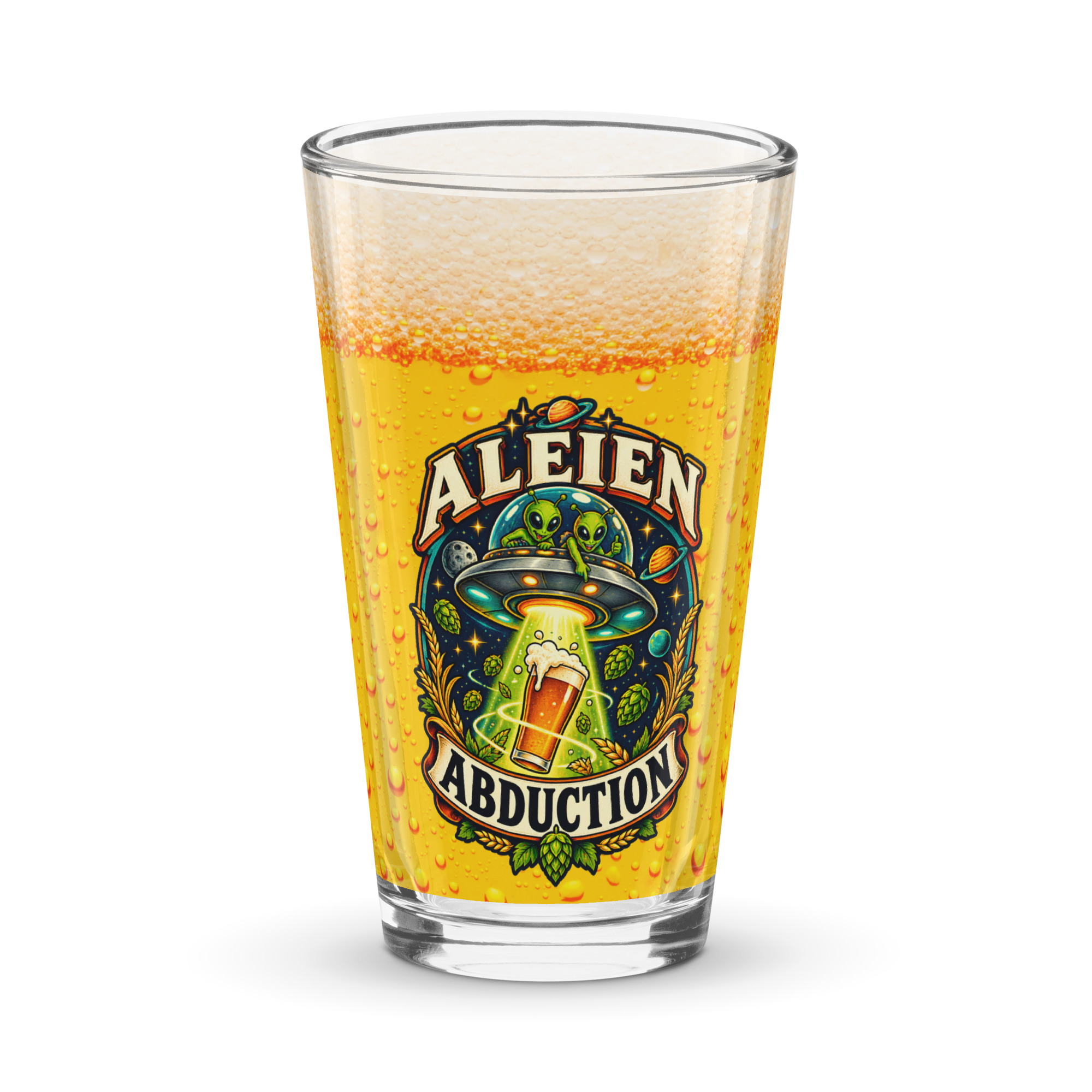Ale-ien Abduction Funny Beer Glass