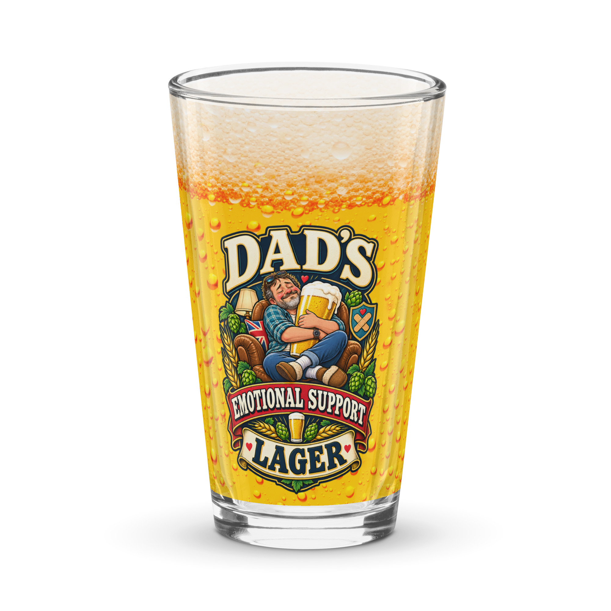 Dad’s Emotional Support Lager Glass Gift For Dads