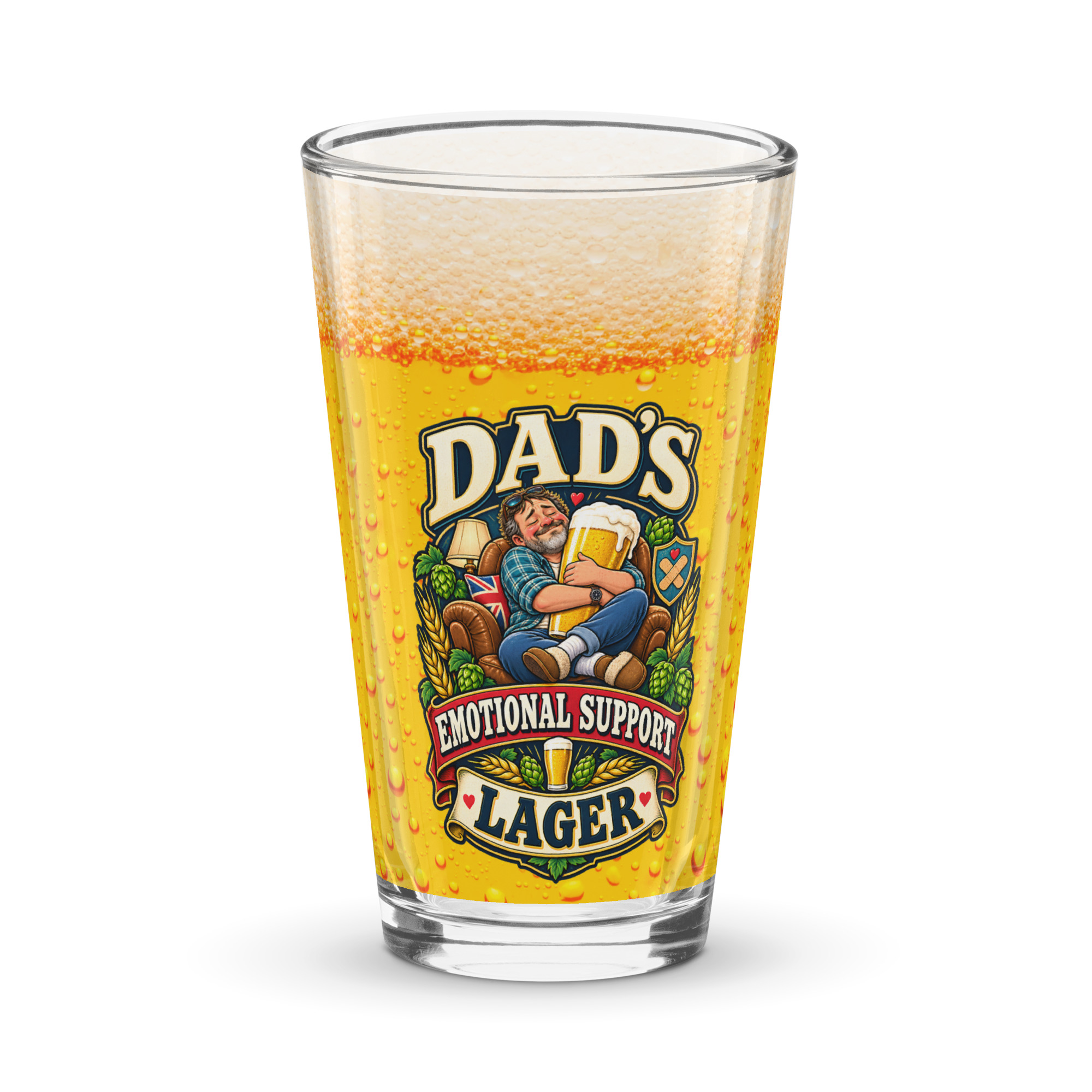 Dad’s Emotional Support Lager Glass Gift For Dads